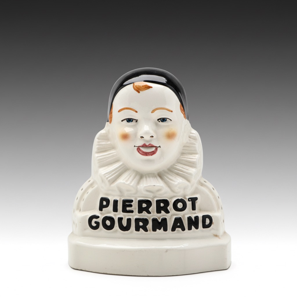 Pierrot Gourmand Ceramic Advertising Lollipop Display, Mid-20th Century
