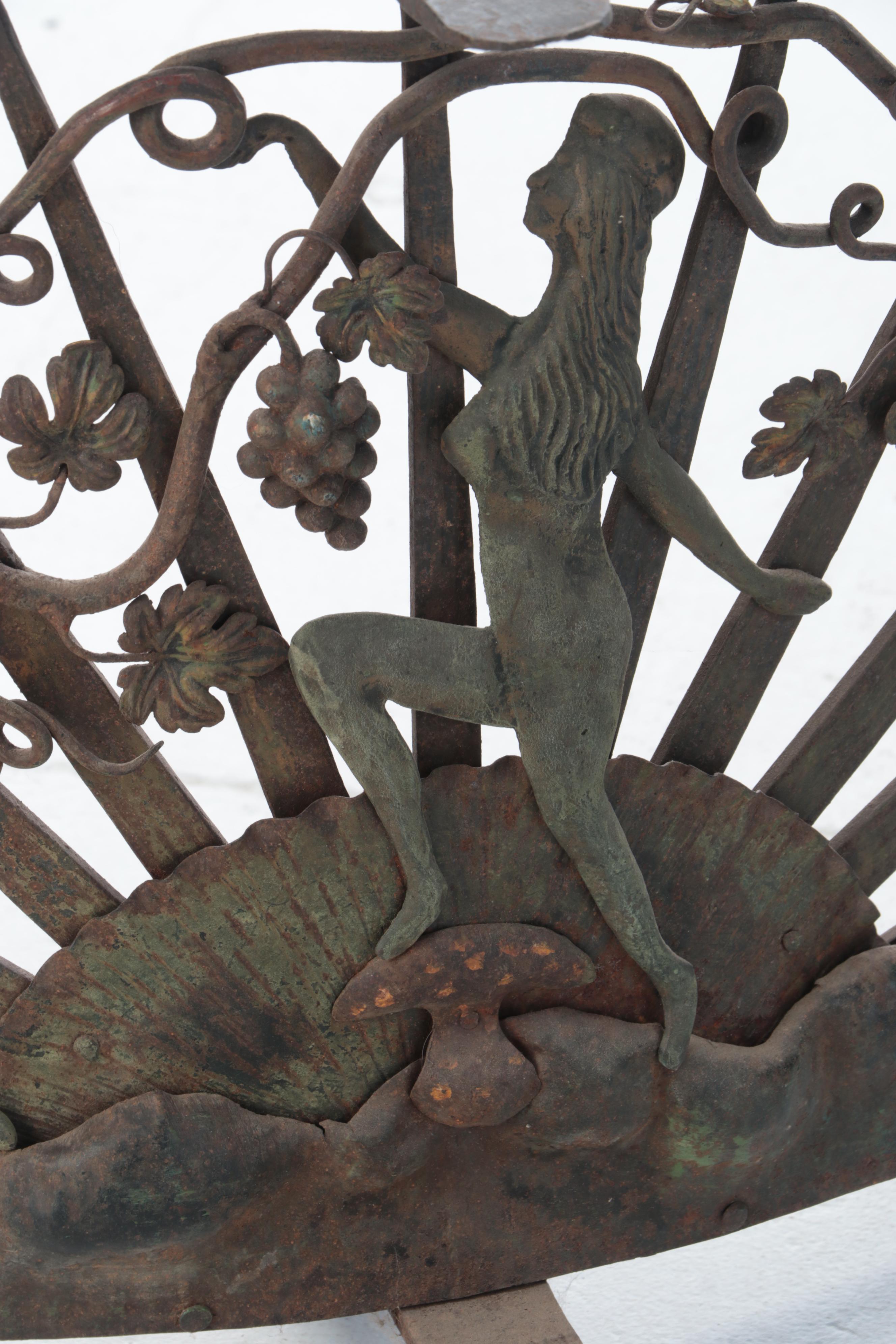 Art Nouveau Wrought Iron and Sheet Metal Fireplace Bench Supports