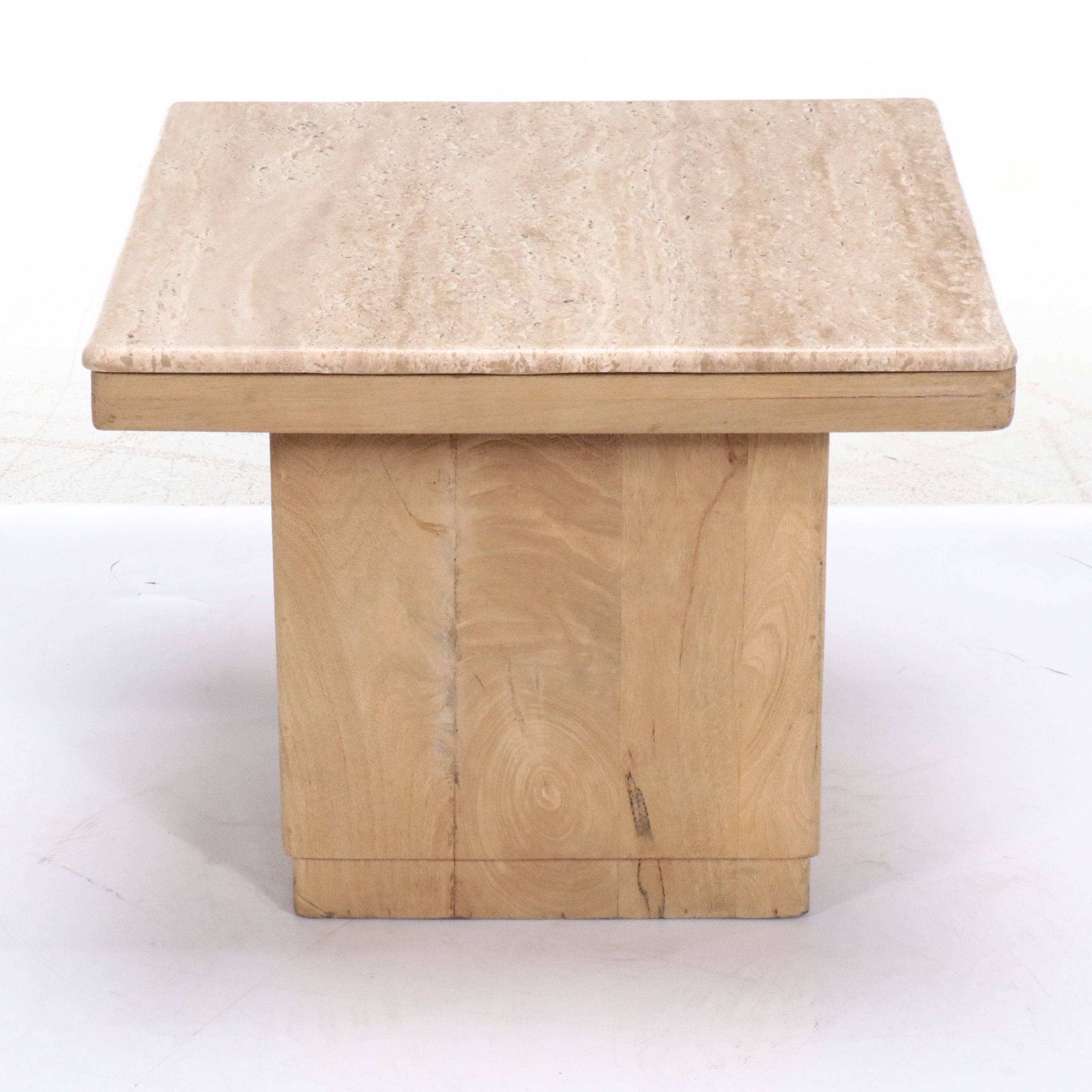Contemporary Natural Wood Stone Top Coffee Table