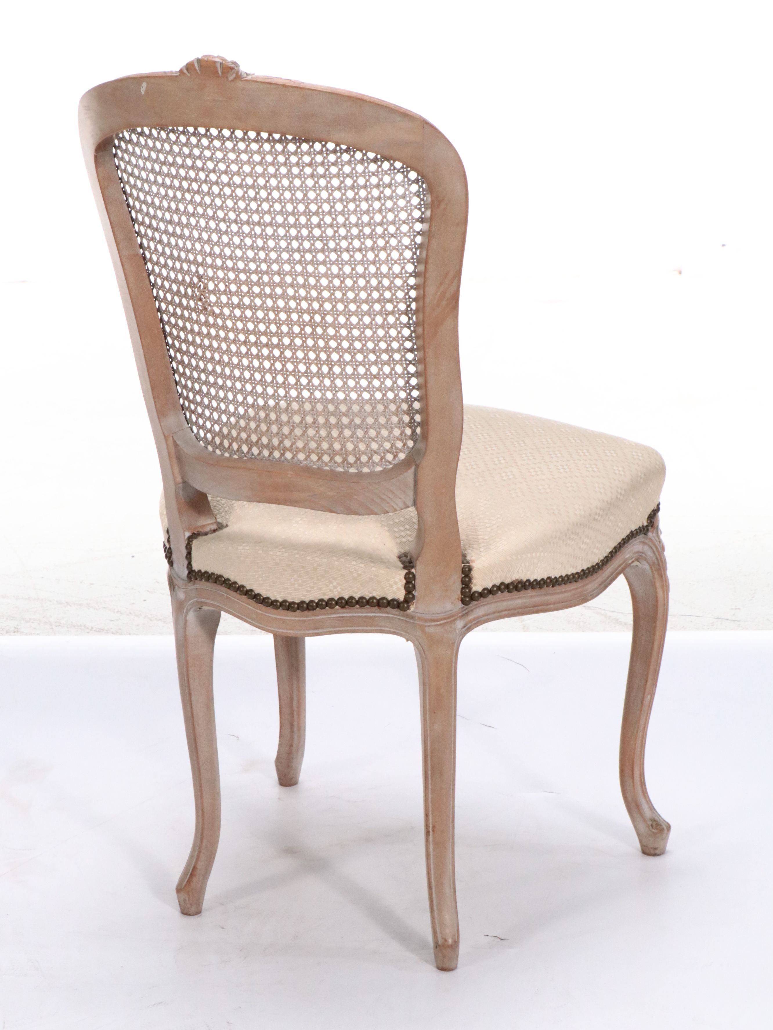 Pair of Louis XVI Style Carved Wood Cane-Back Side Chairs, 20th Century