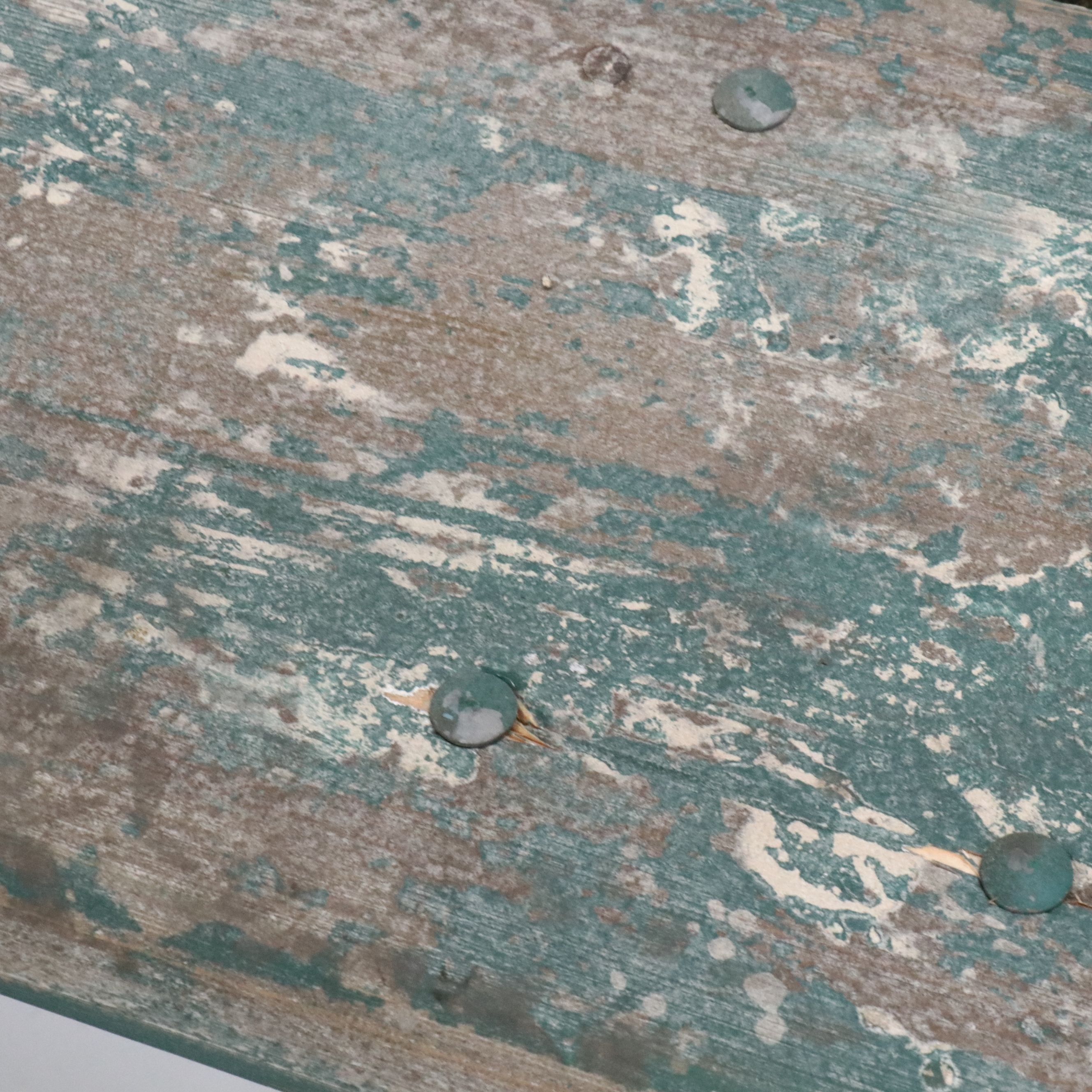 French Style Painted Wood and Cast Metal Faux Bois Bench, 20th Century