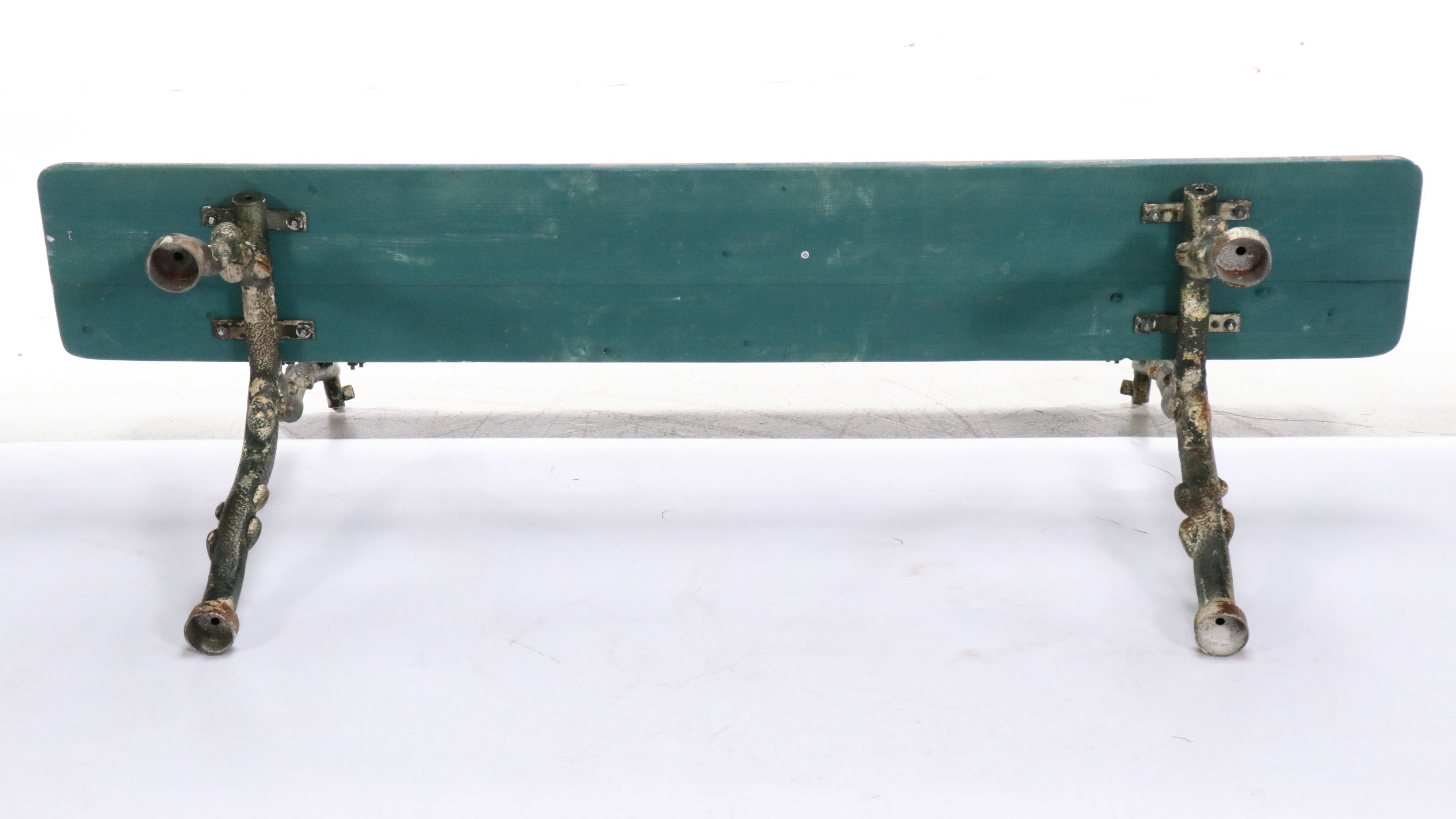 French Style Painted Wood and Cast Metal Faux Bois Bench, 20th Century