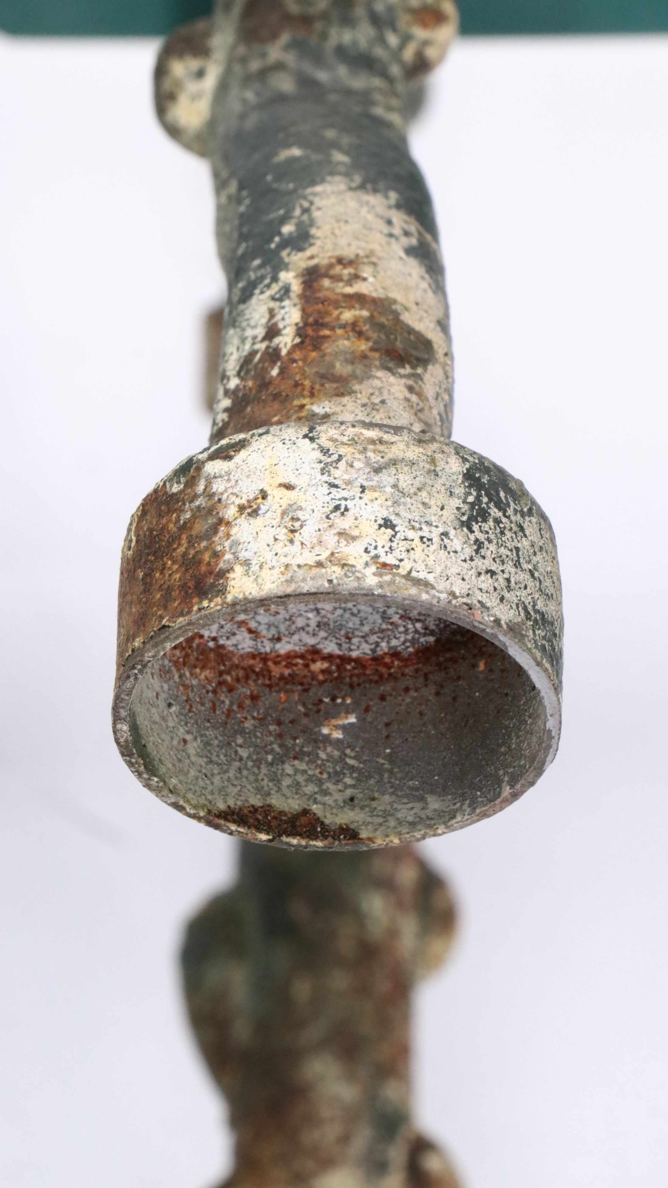 French Style Painted Wood and Cast Metal Faux Bois Bench, 20th Century