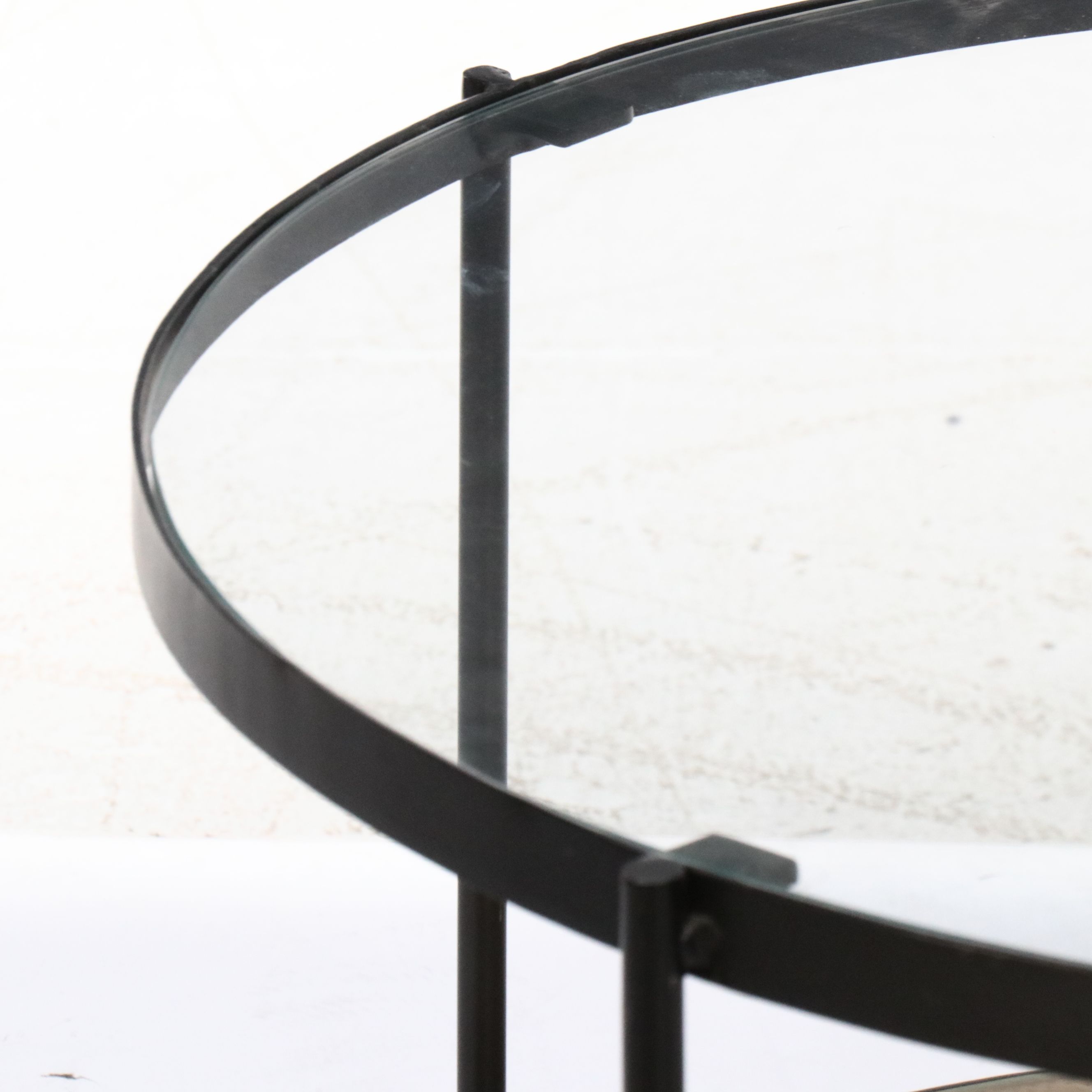 Contemporary Two-Tier Glass Top Coffee Table with Woven Cane Bottom