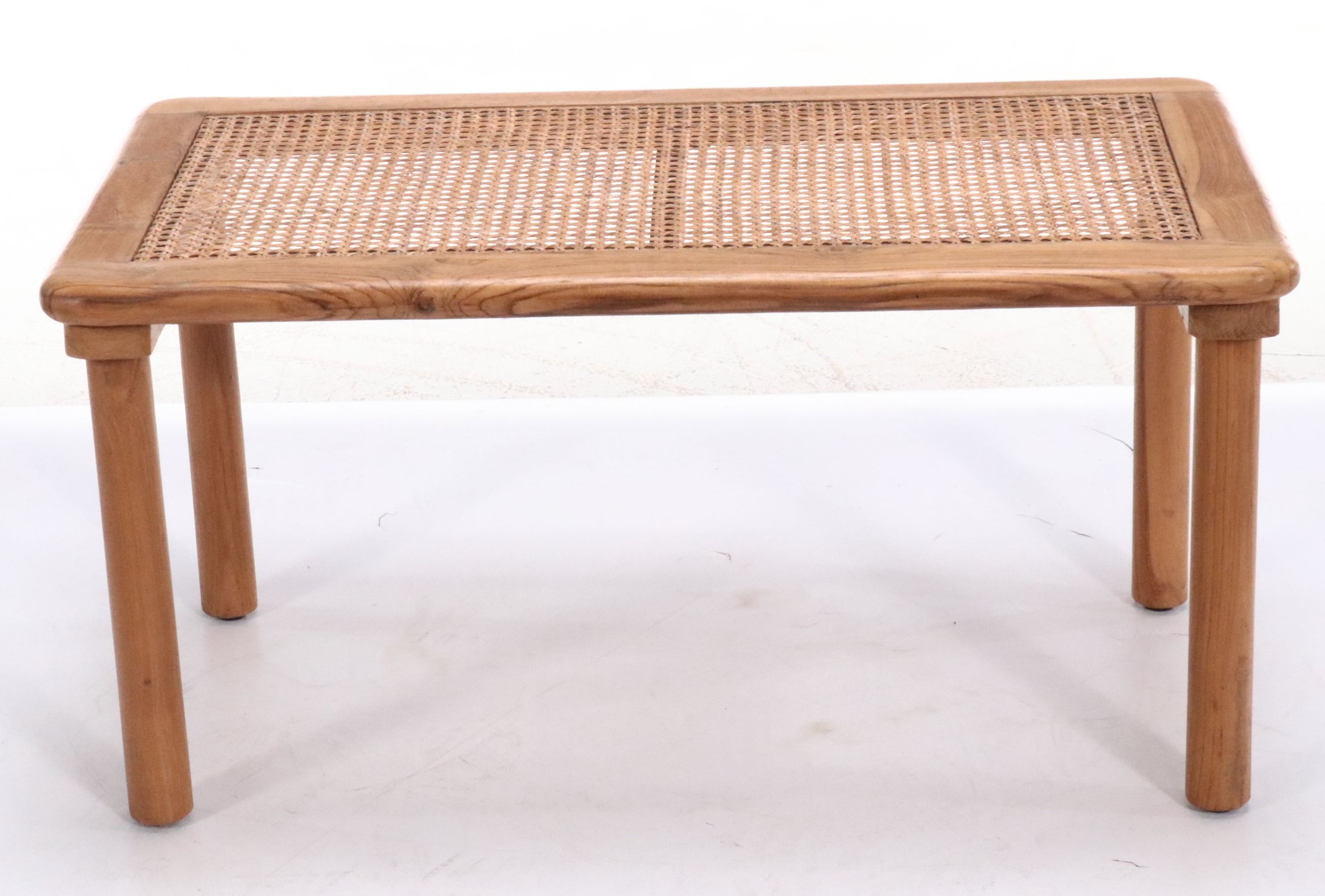 Danish Modern Style Wood and Cane Chair and Side Table