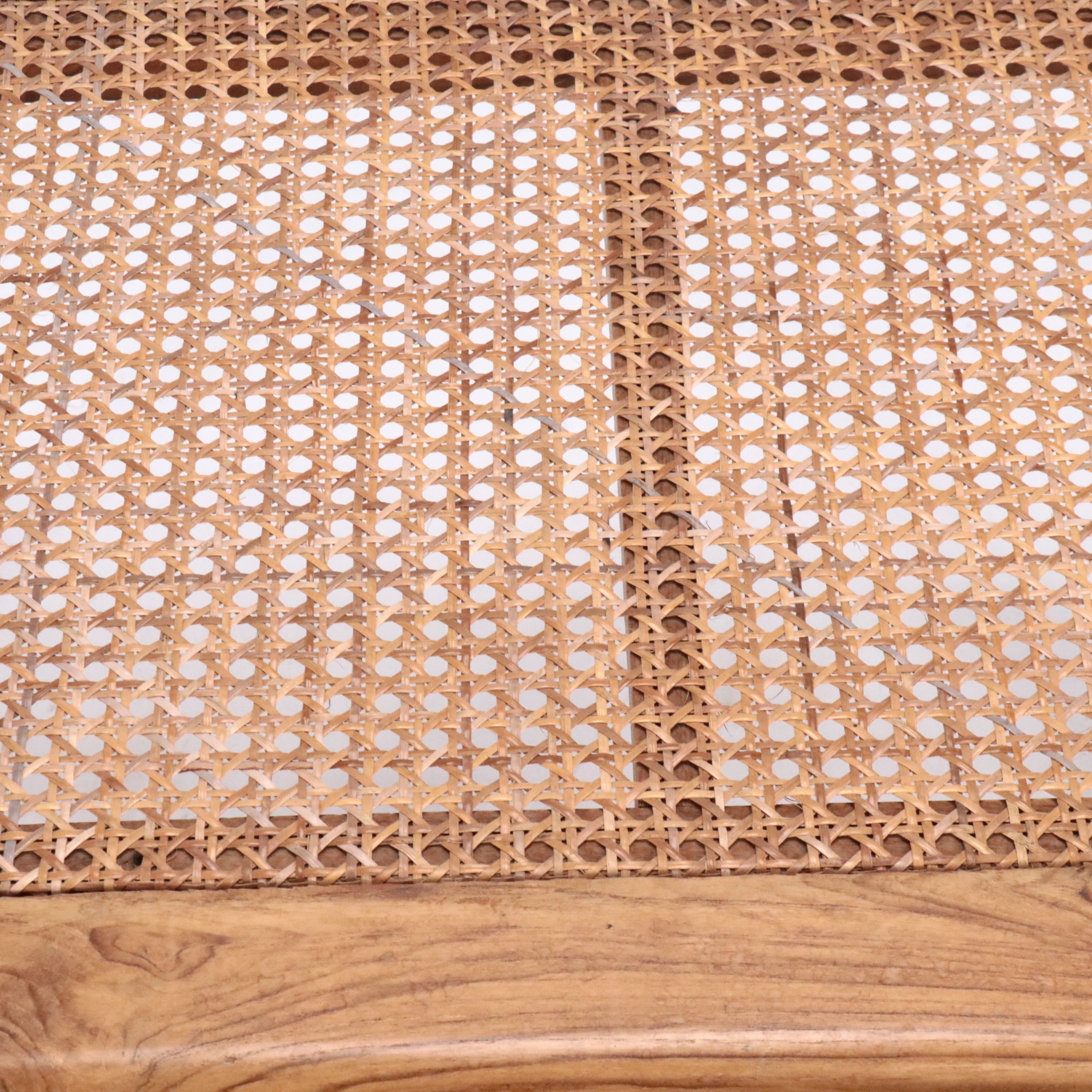 Danish Modern Style Wood and Cane Chair and Side Table