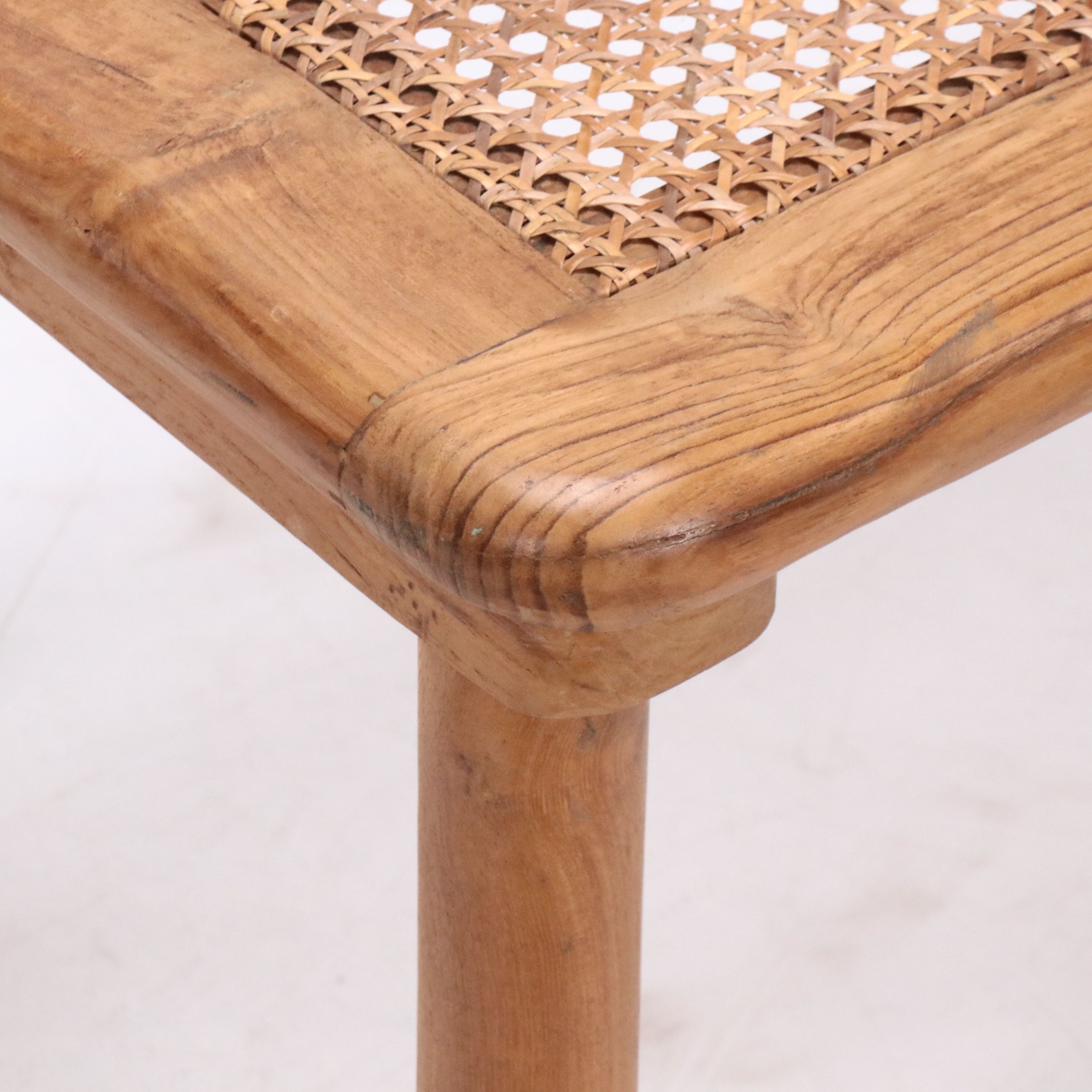 Danish Modern Style Wood and Cane Chair and Side Table