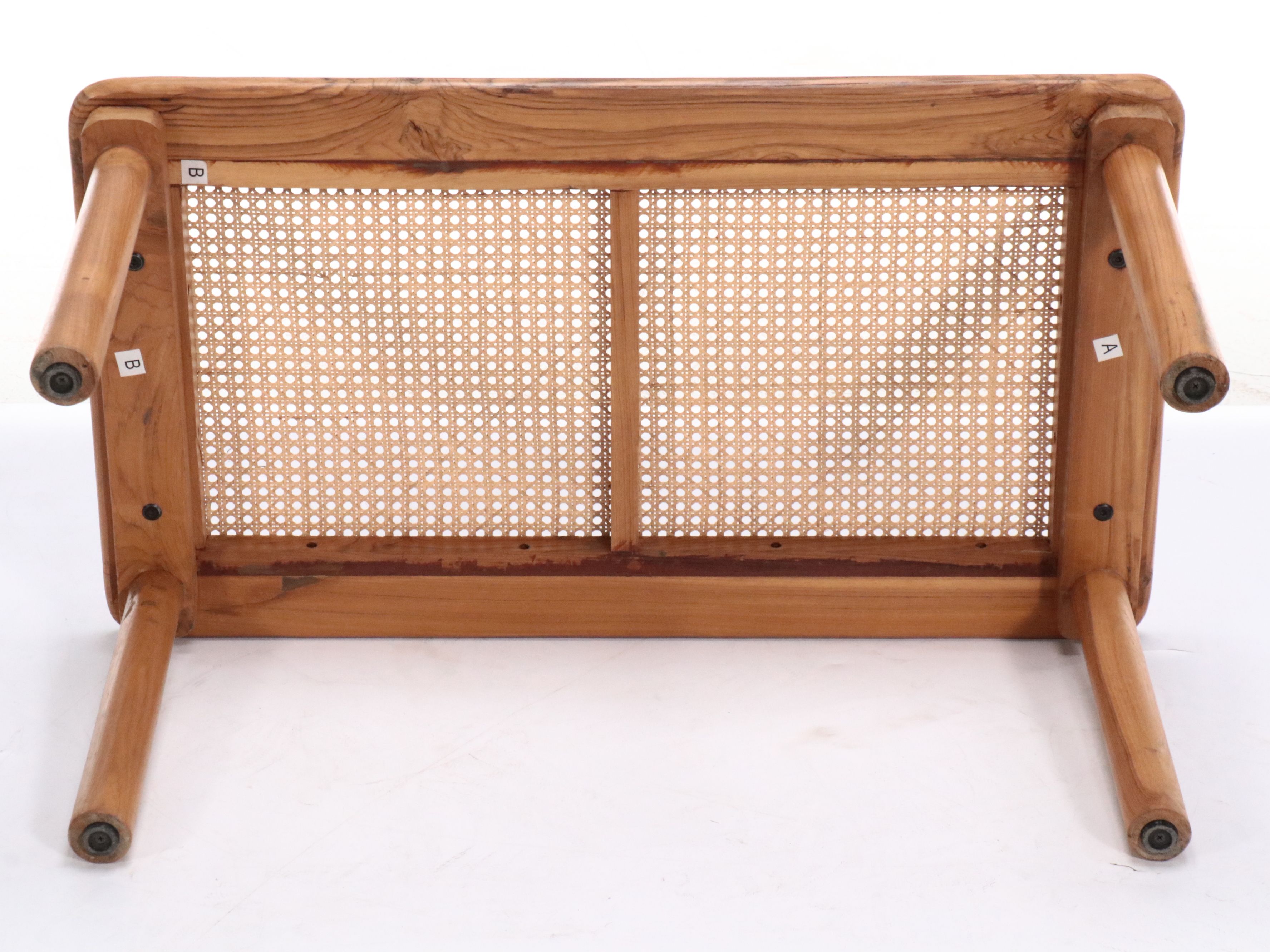 Danish Modern Style Wood and Cane Chair and Side Table