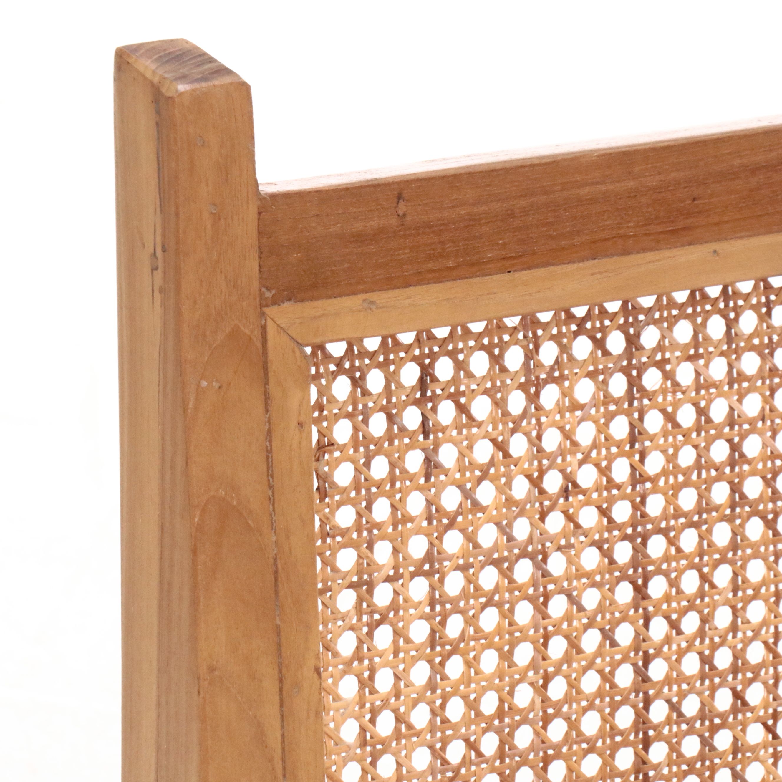 Danish Modern Style Wood and Cane Chair and Side Table