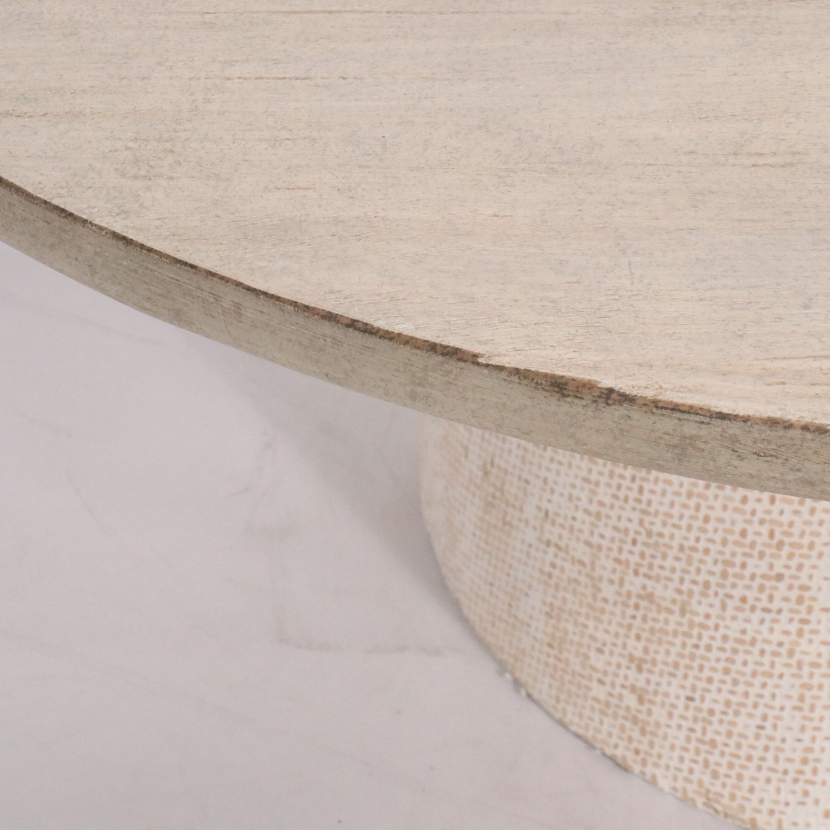 Contemporary Bleached Wood Finished Round Coffee Table