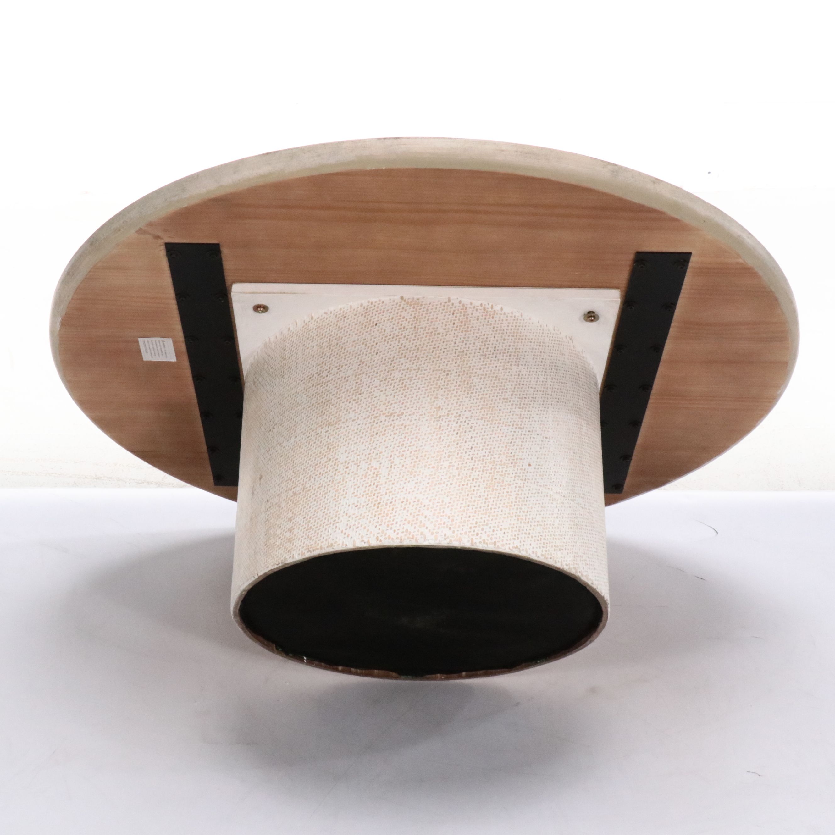 Contemporary Bleached Wood Finished Round Coffee Table