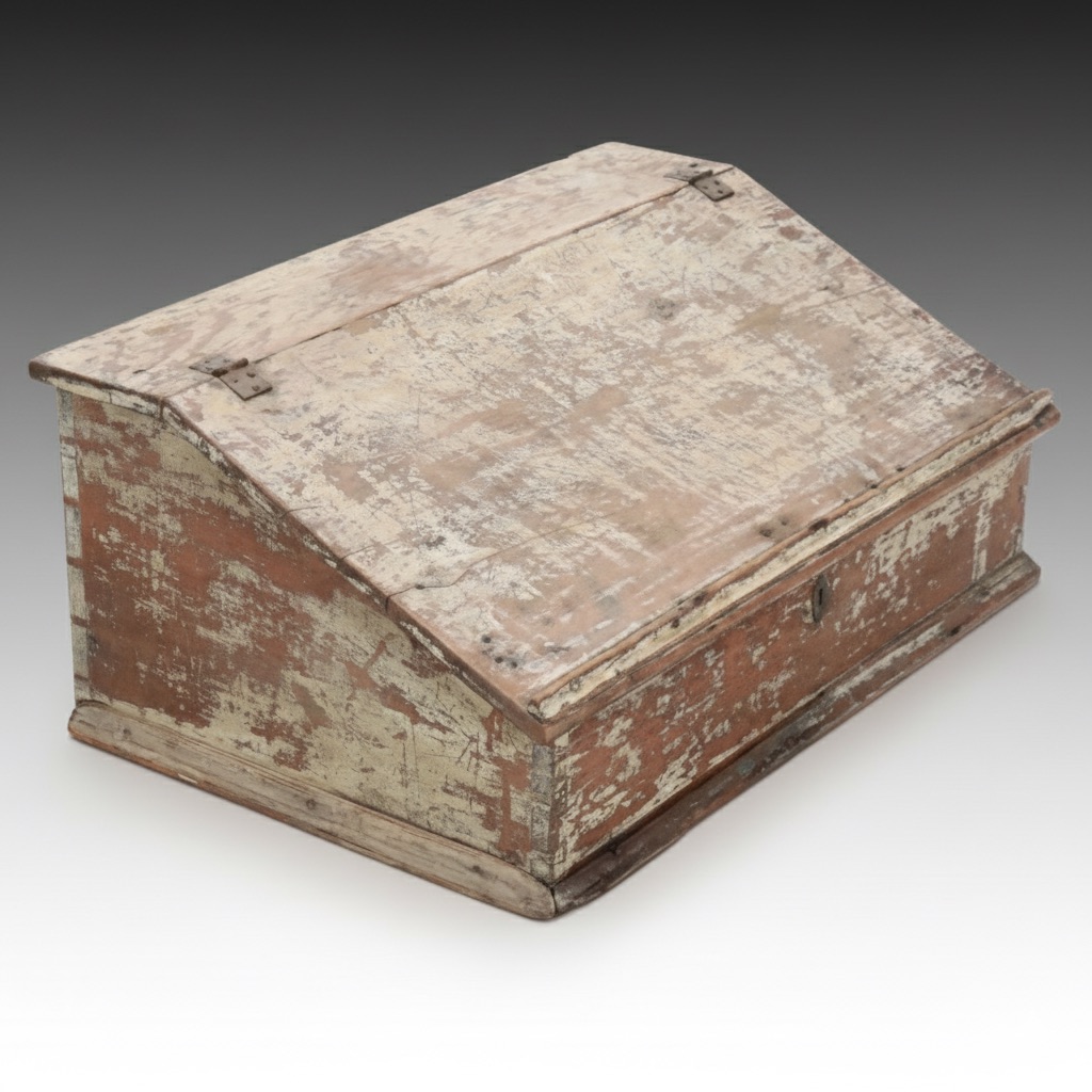 American Pine Paymaster's/Depot Desk Box with Original Paint, Mid-19th Century