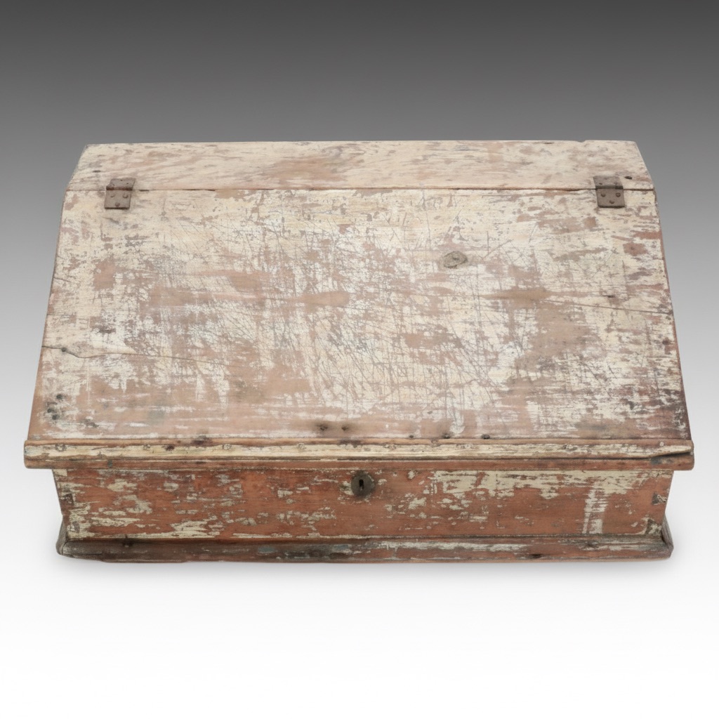 American Pine Paymaster's/Depot Desk Box with Original Paint, Mid-19th Century
