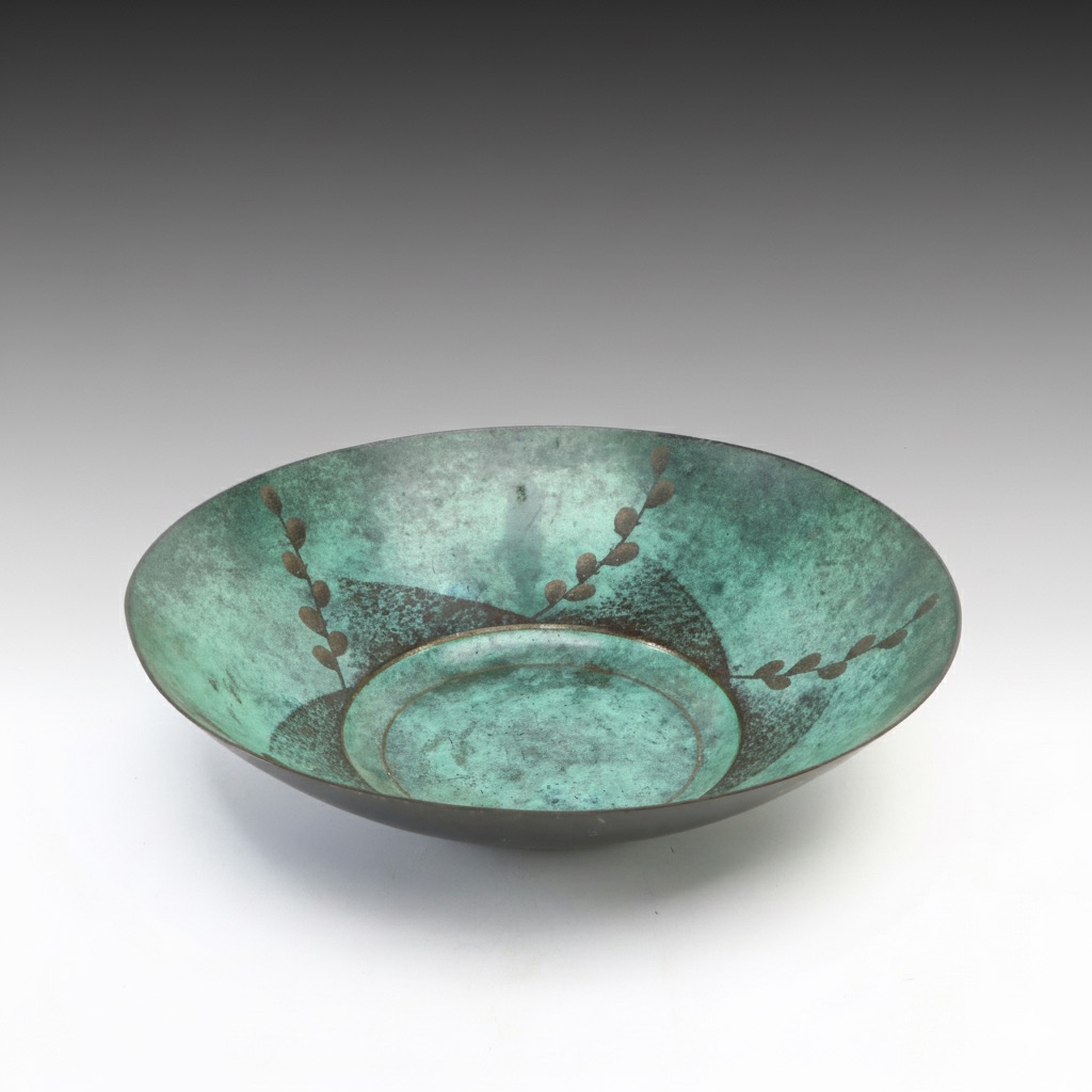 Large WMF Ikora Patinated Copper Bowl with Foliate Motif, Circa 1930s–1950s