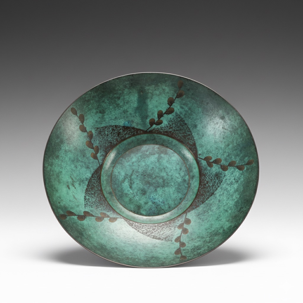 Large WMF Ikora Patinated Copper Bowl with Foliate Motif, Circa 1930s–1950s