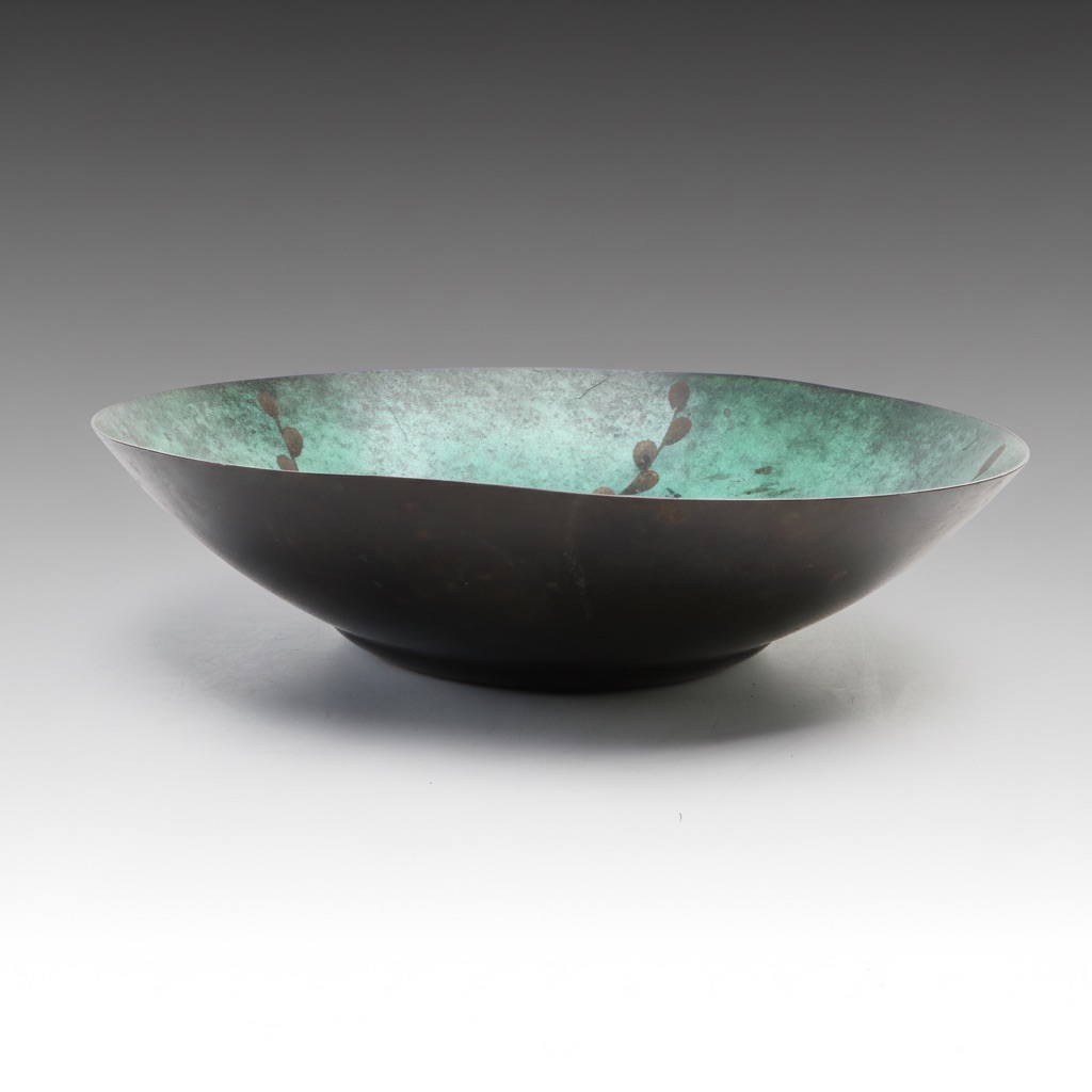 Large WMF Ikora Patinated Copper Bowl with Foliate Motif, Circa 1930s–1950s