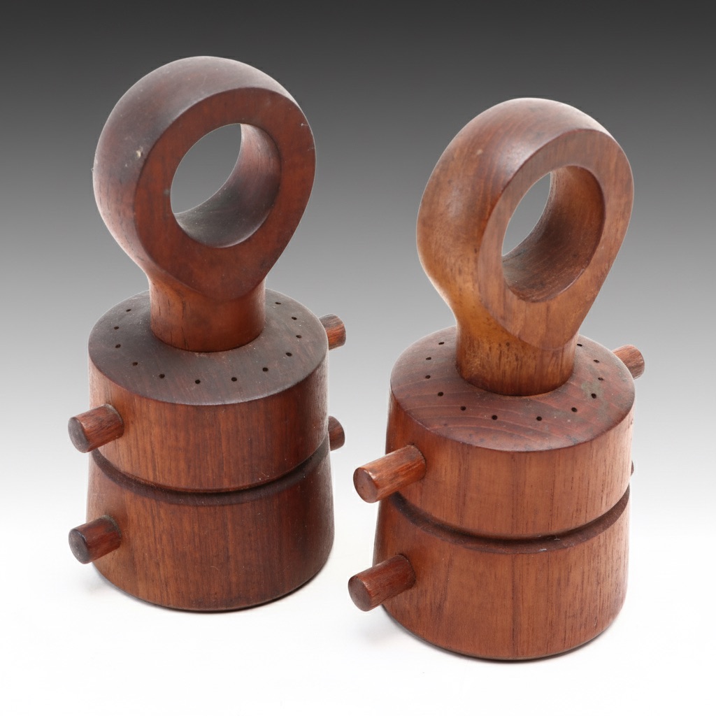 Jens Quistgaard Style Danish Modern Teak "Anchor" Salt and Pepper Set