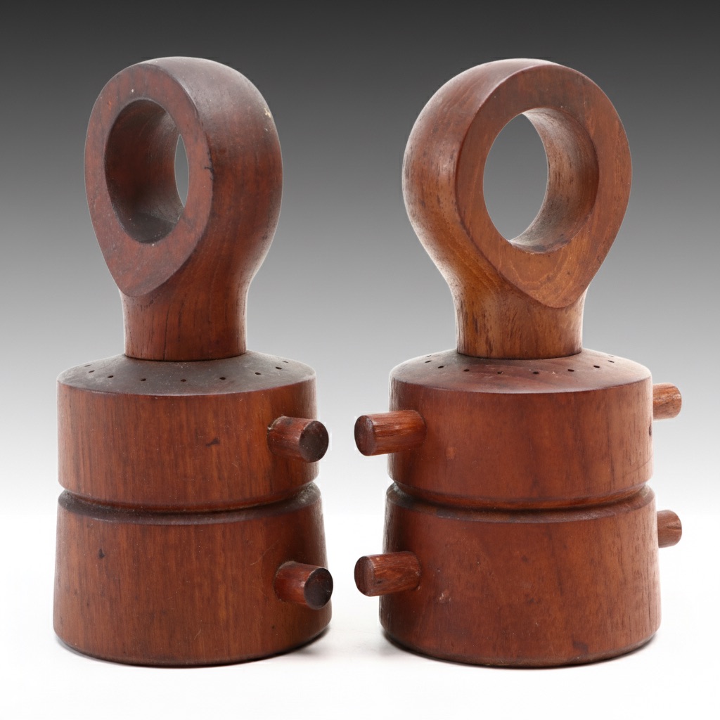 Jens Quistgaard Style Danish Modern Teak "Anchor" Salt and Pepper Set