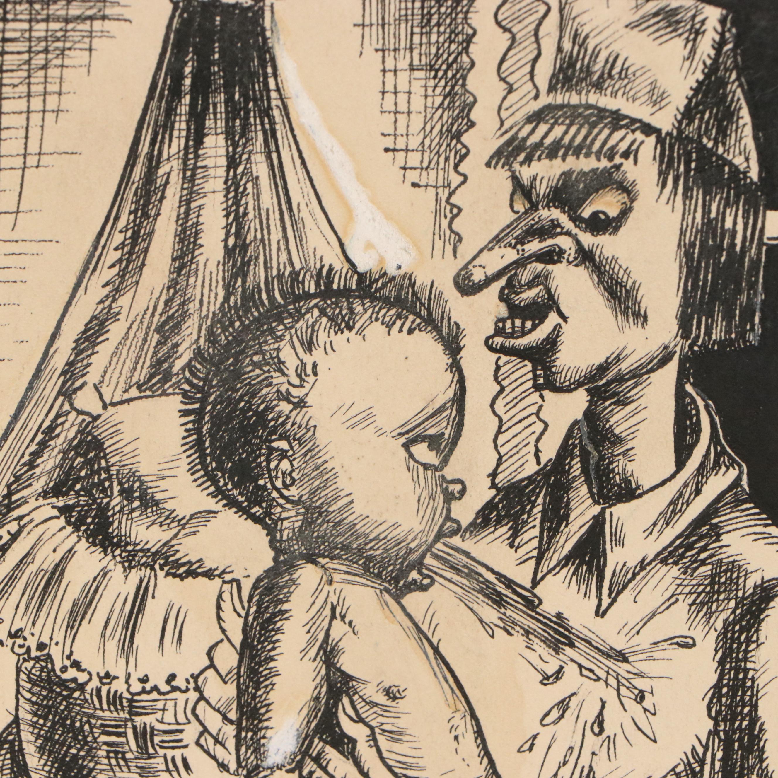 Autobiographical Narrative Ink Illustrations and Other Caricatures, 1940s