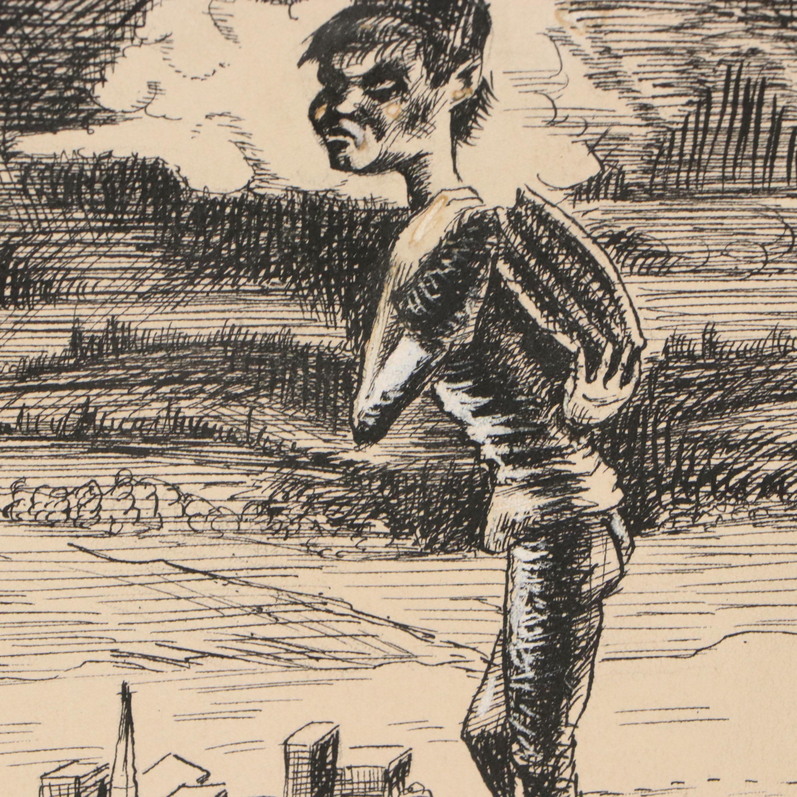 Autobiographical Narrative Ink Illustrations and Other Caricatures, 1940s