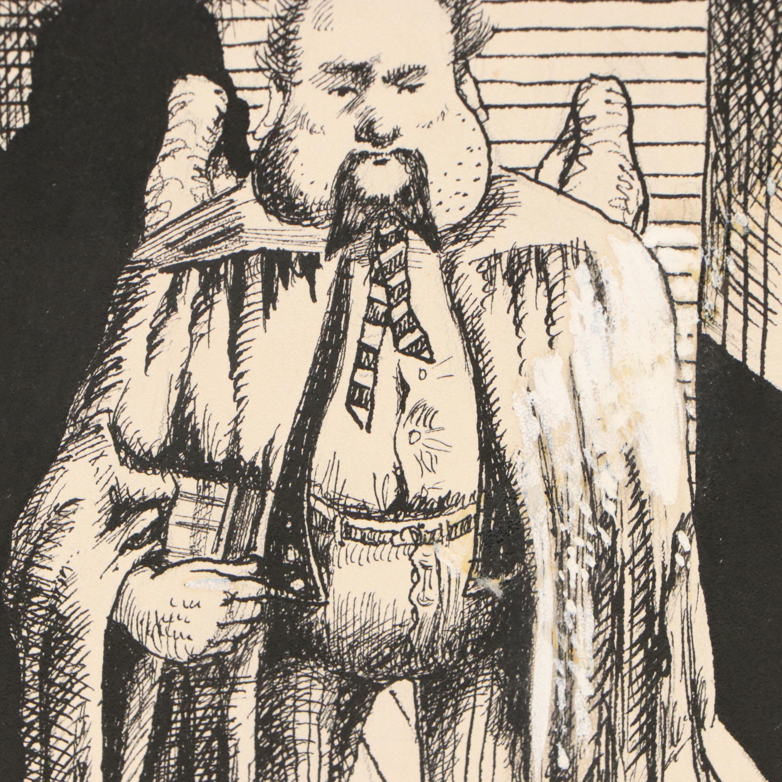 Autobiographical Narrative Ink Illustrations and Other Caricatures, 1940s