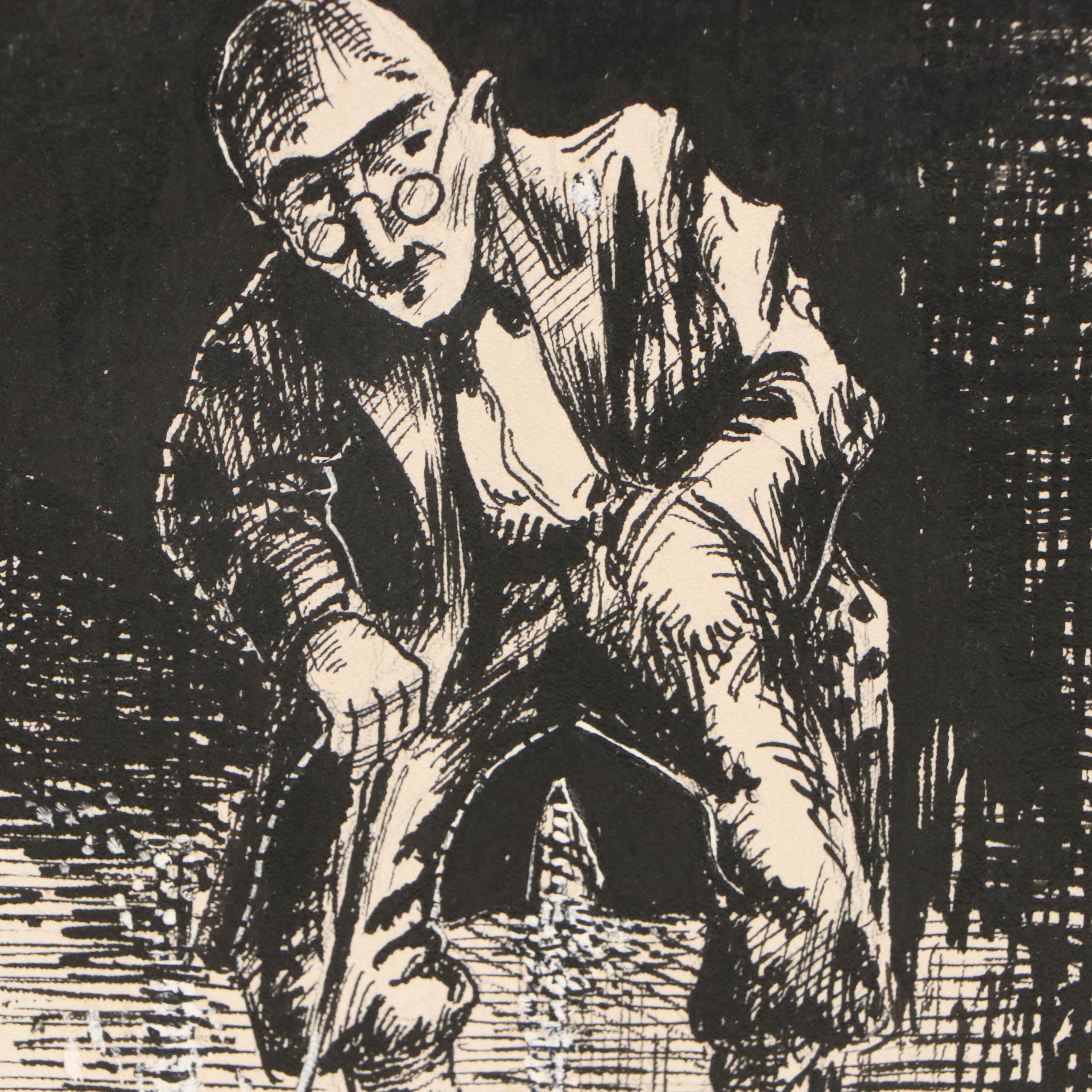 Autobiographical Narrative Ink Illustrations and Other Caricatures, 1940s