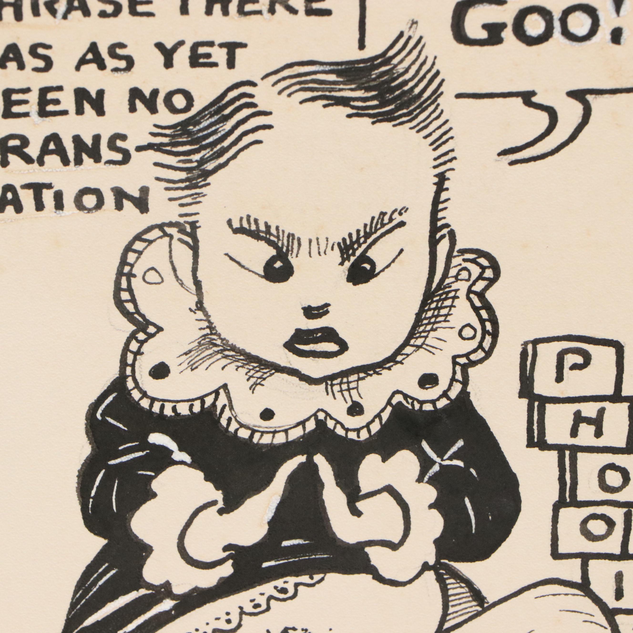 Autobiographical Narrative Ink Illustrations and Other Caricatures, 1940s