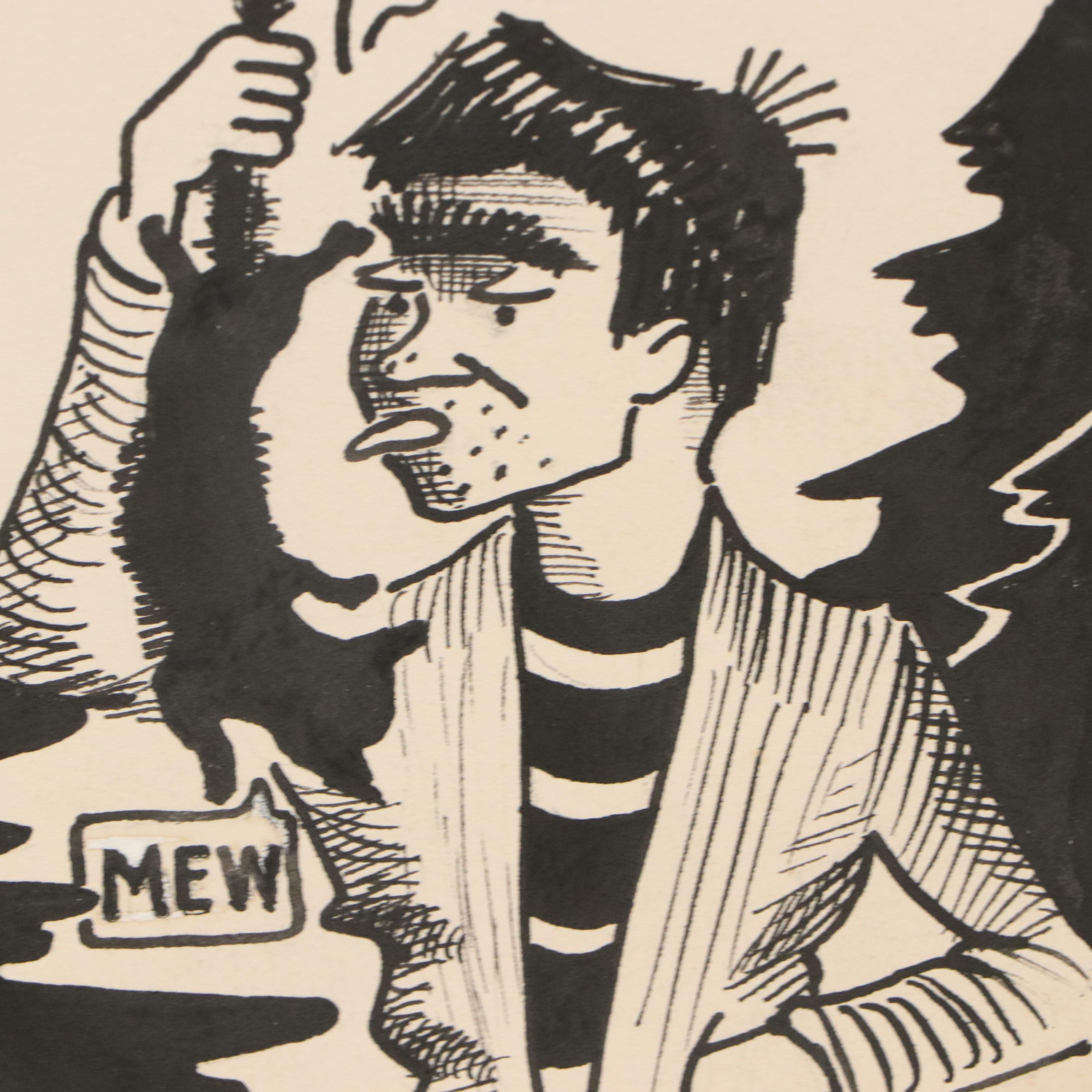 Autobiographical Narrative Ink Illustrations and Other Caricatures, 1940s