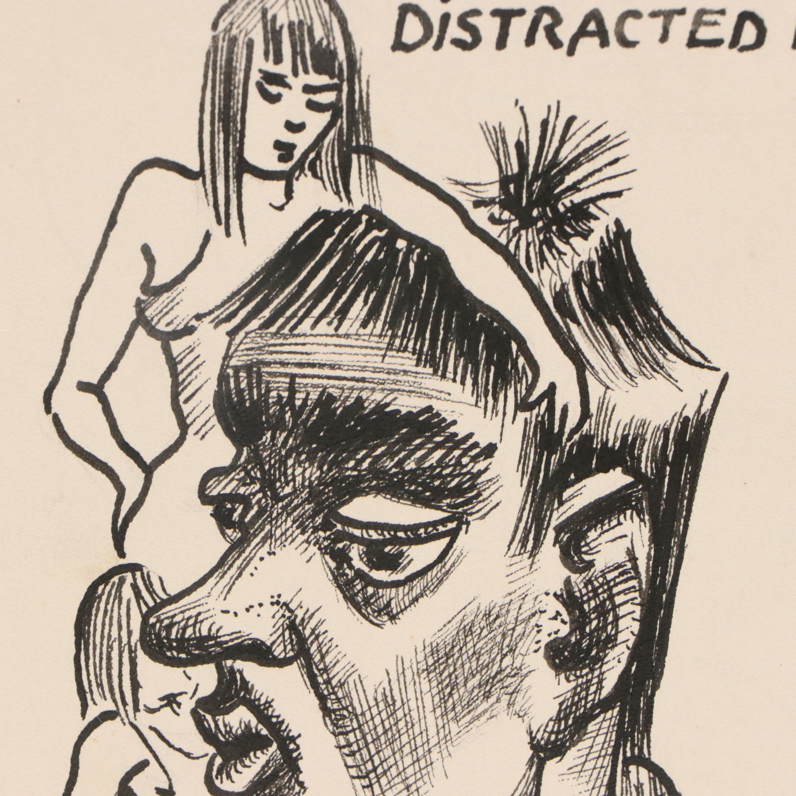 Autobiographical Narrative Ink Illustrations and Other Caricatures, 1940s