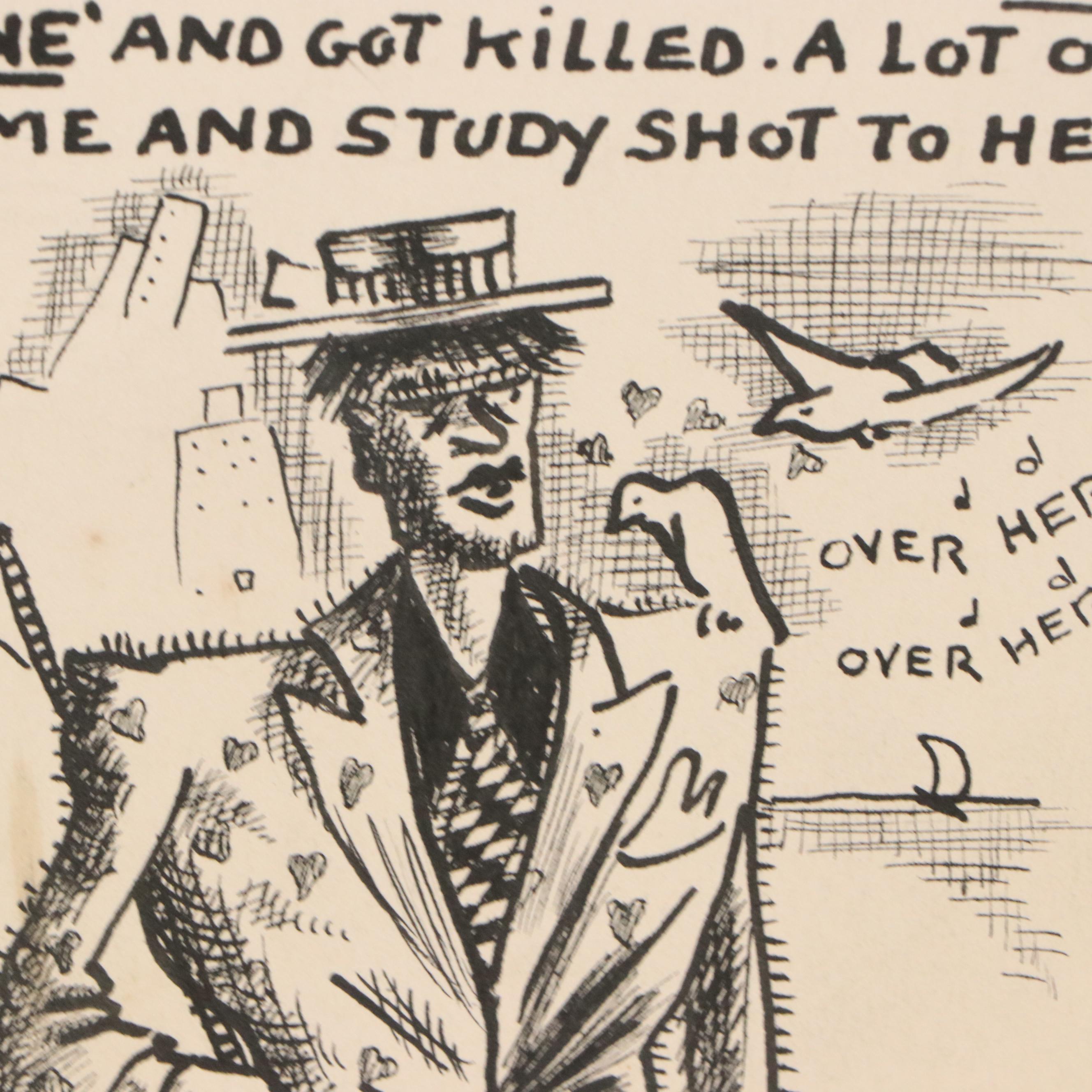 Autobiographical Narrative Ink Illustrations and Other Caricatures, 1940s