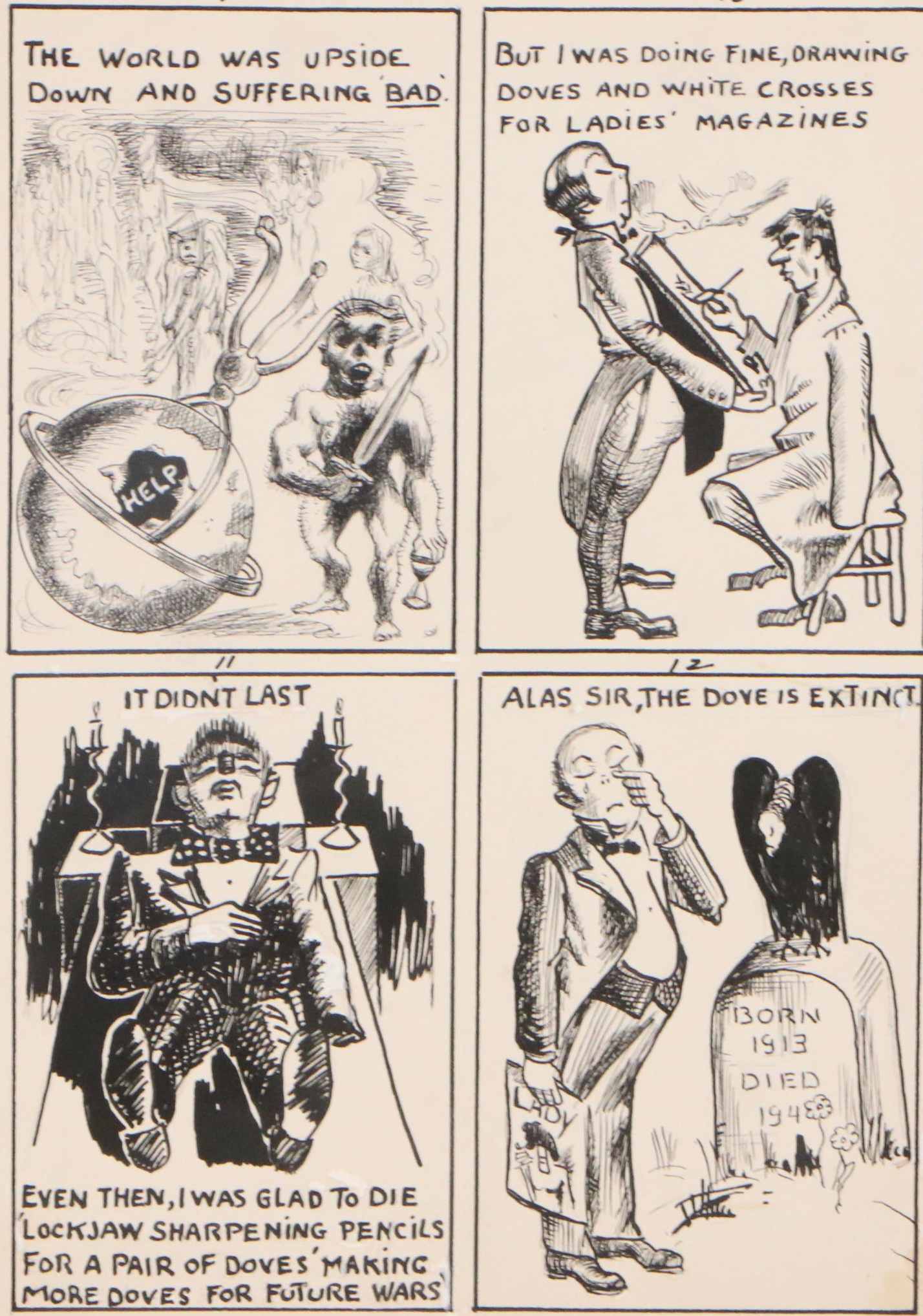 Autobiographical Narrative Ink Illustrations and Other Caricatures, 1940s