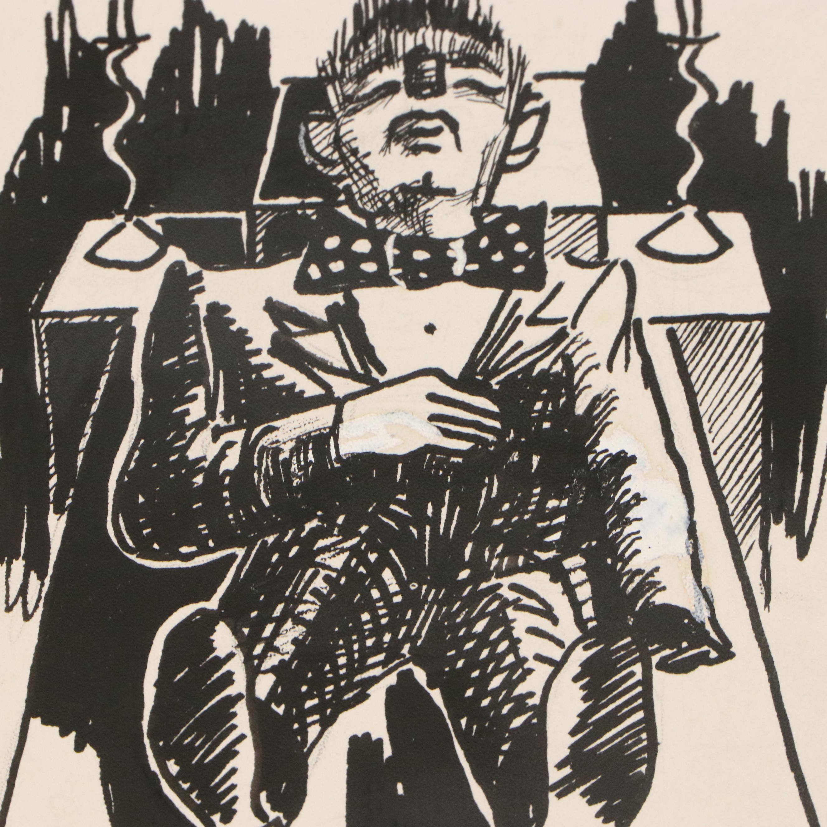 Autobiographical Narrative Ink Illustrations and Other Caricatures, 1940s