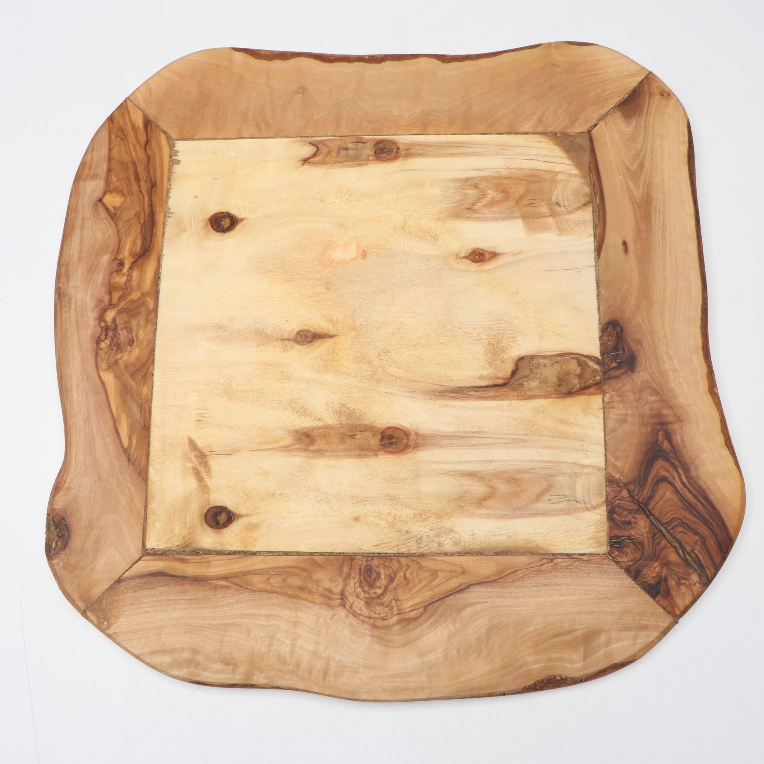 Rustic Hand-Carved Wood Chess Board and Pieces