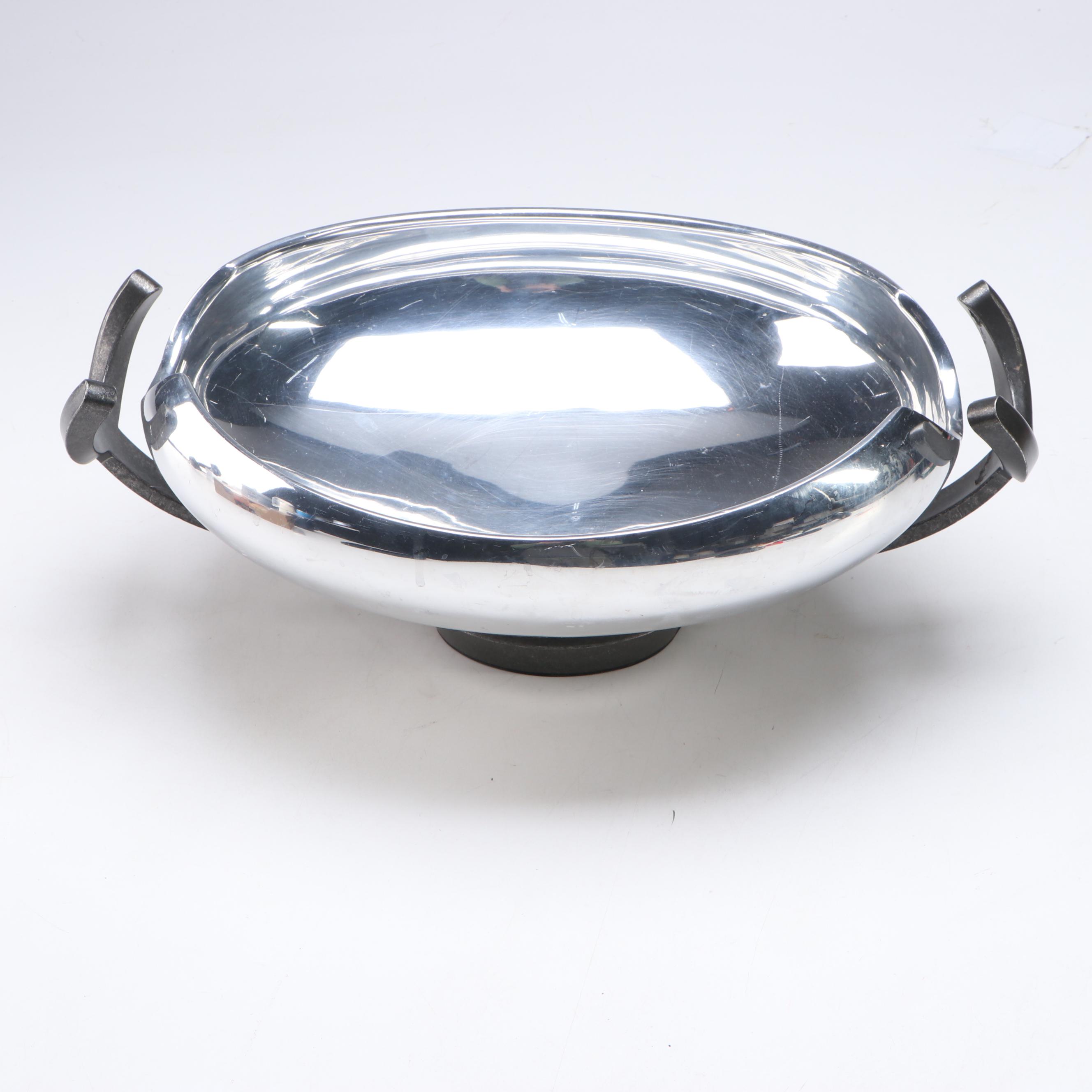 Nambé Contemporary Metal Centerpiece Bowl in Stand