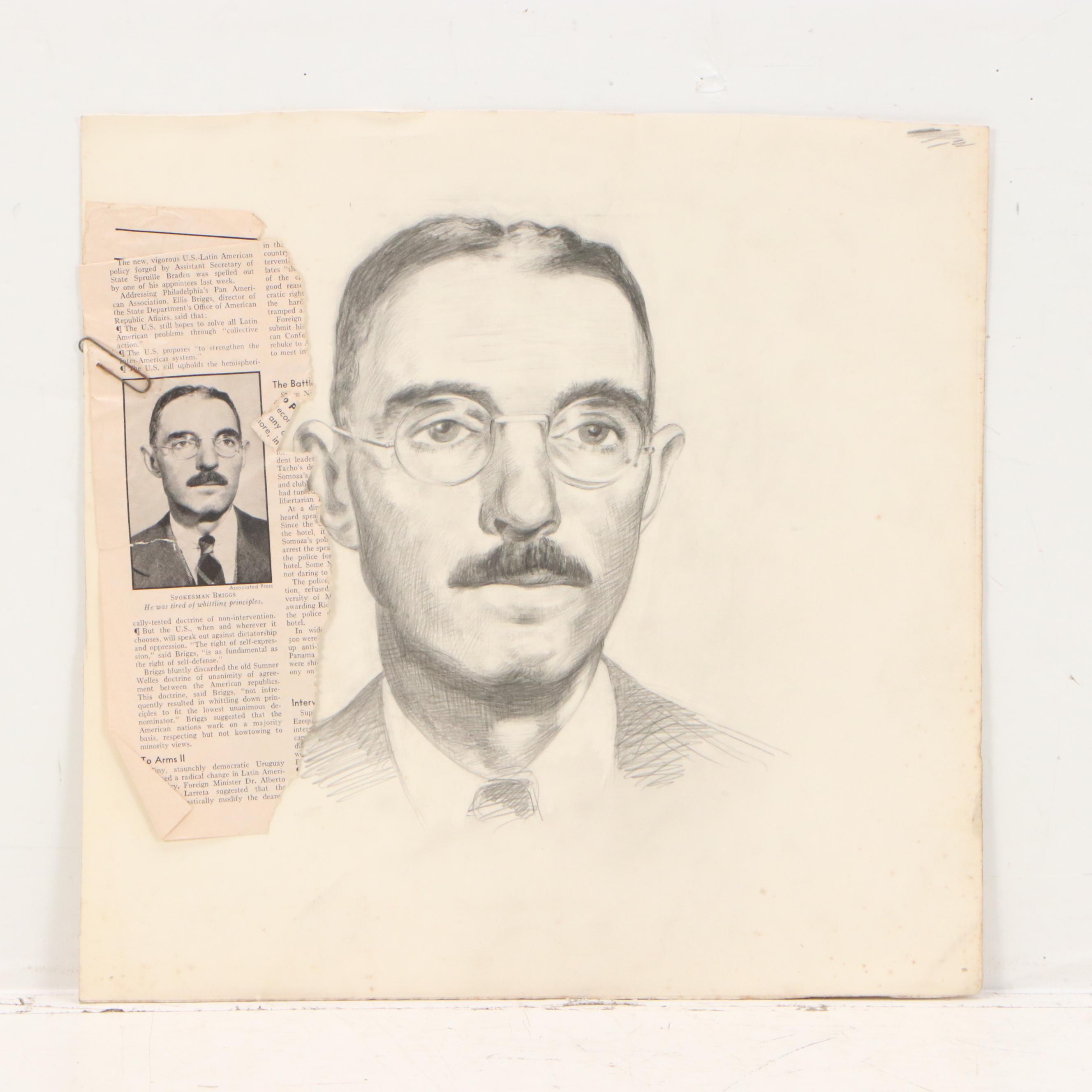 Harvey Shepard and David Templeton Graphite Portrait Drawings and More, 20th C.