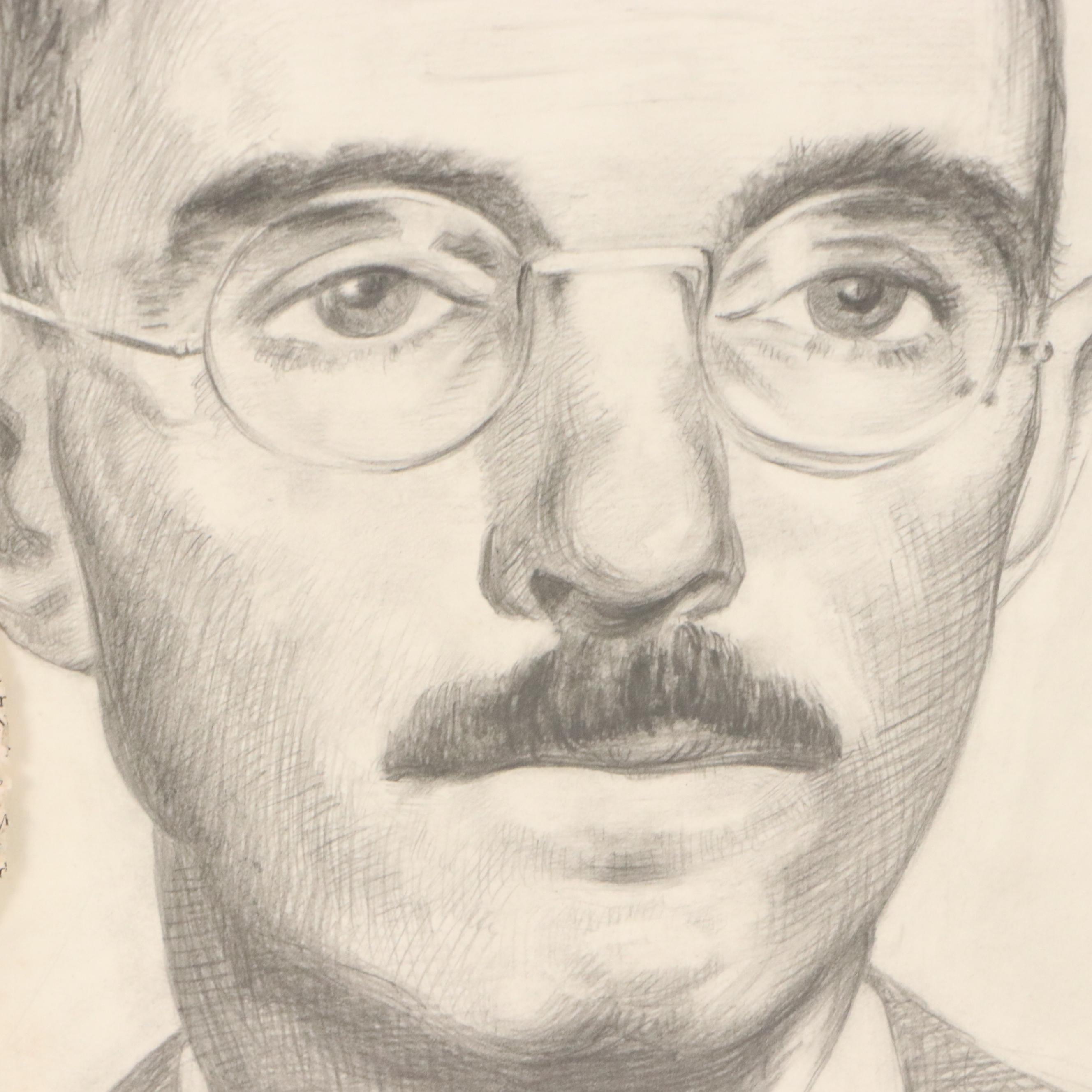 Harvey Shepard and David Templeton Graphite Portrait Drawings and More, 20th C.