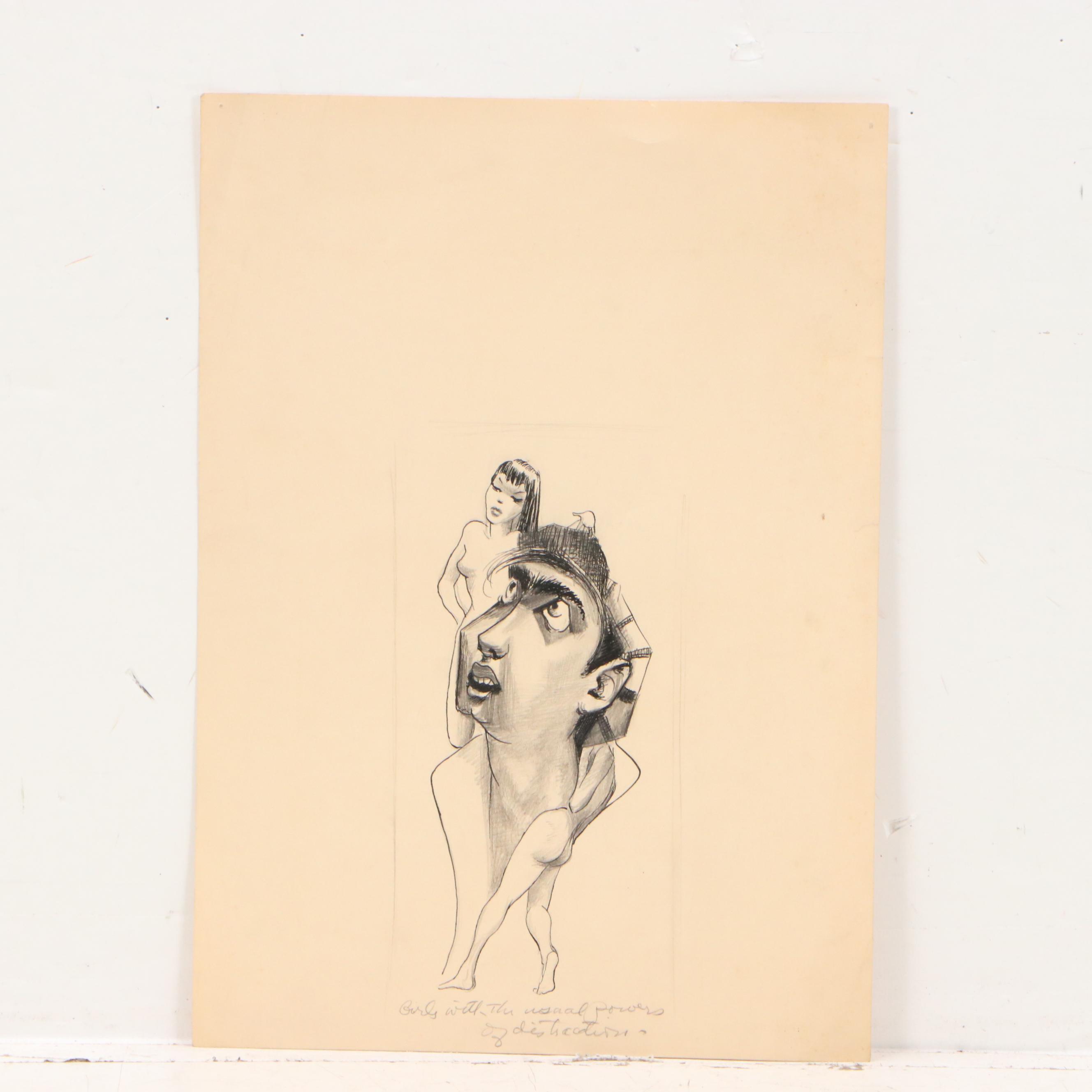 Harvey Shepard and David Templeton Graphite Portrait Drawings and More, 20th C.