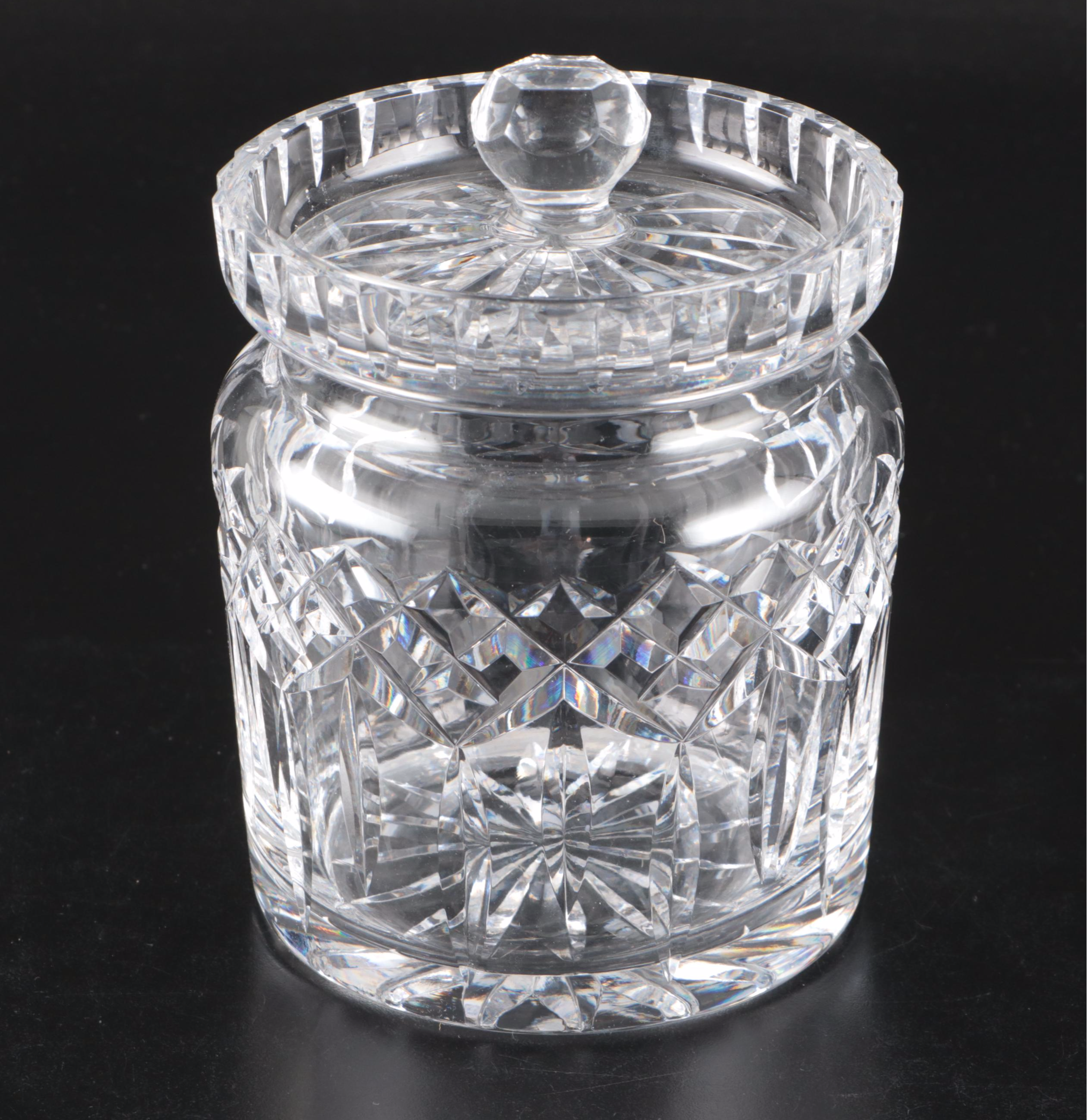 Waterford "Lismore" Biscuit Barrel and "Dolmen" Footed Bowls