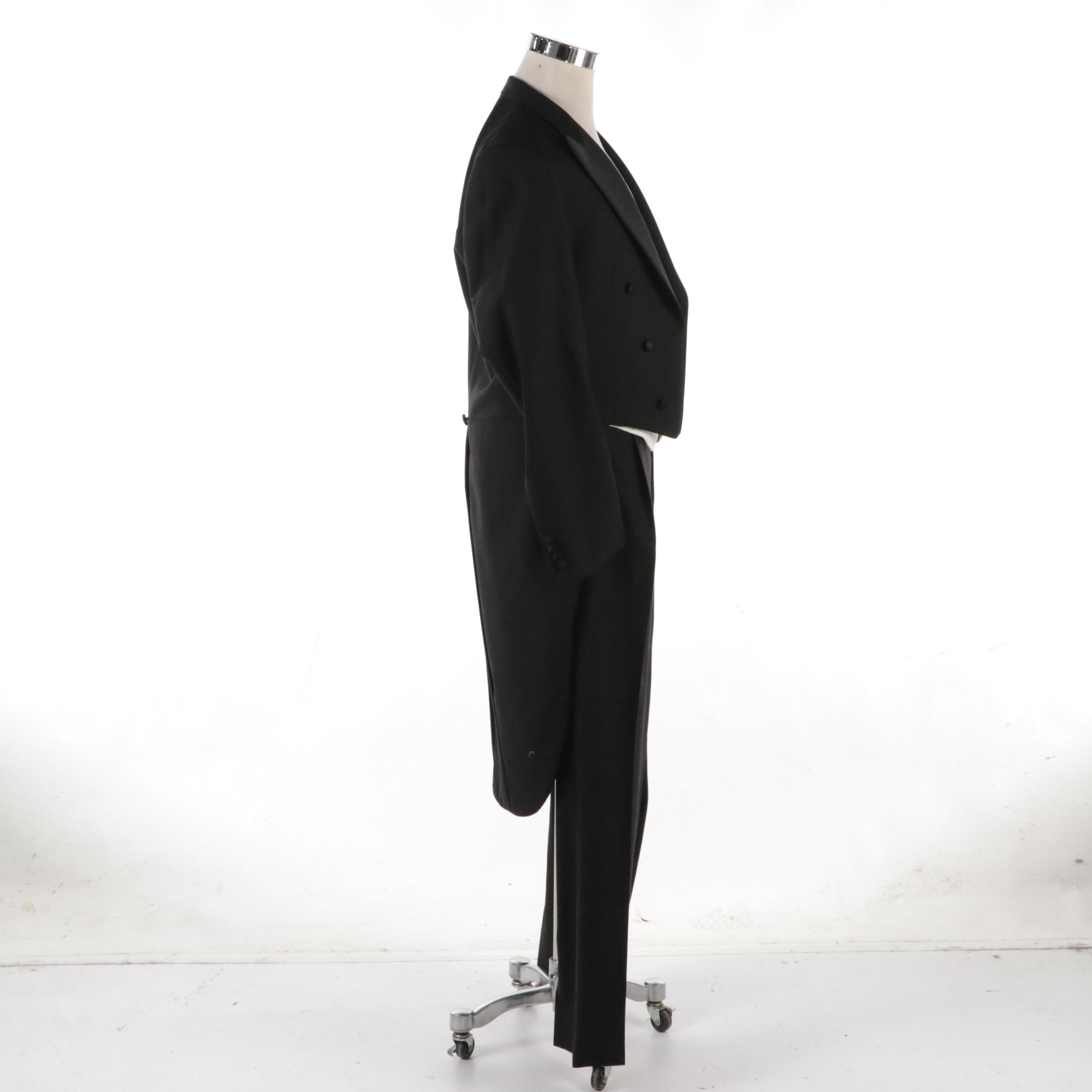 Men's Hickey-Freeman Black Wool Tailcoat & Dress Pants W Other Pique Vest & More