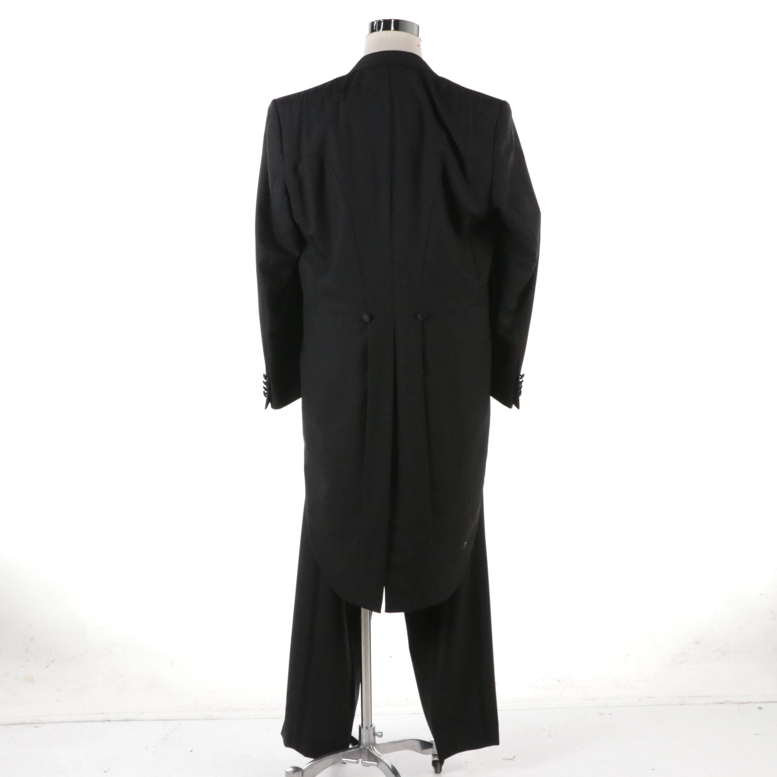 Men's Hickey-Freeman Black Wool Tailcoat & Dress Pants W Other Pique Vest & More