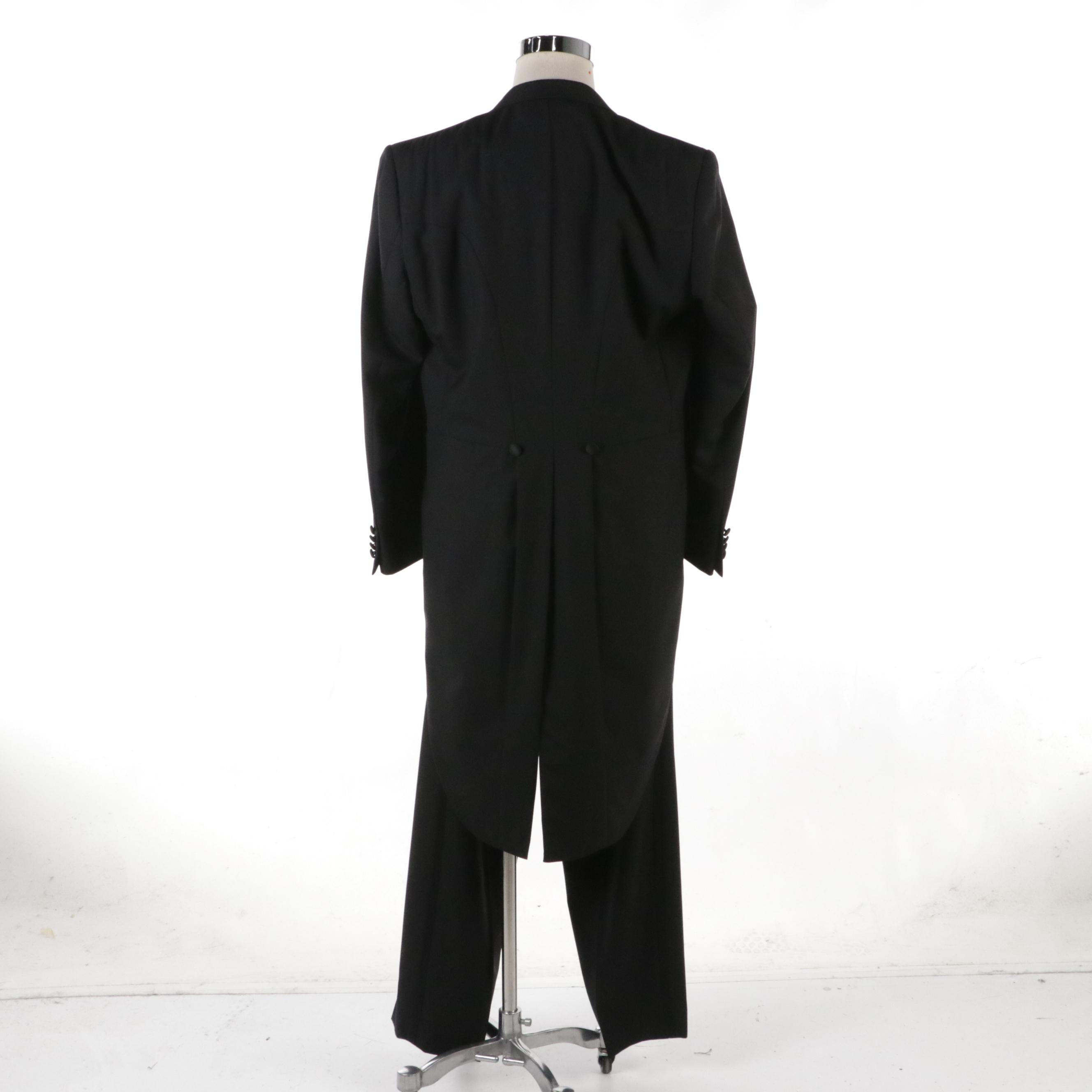 Men's Hickey-Freeman Black Wool Tailcoat & Dress Pants W Other Pique Vest & More