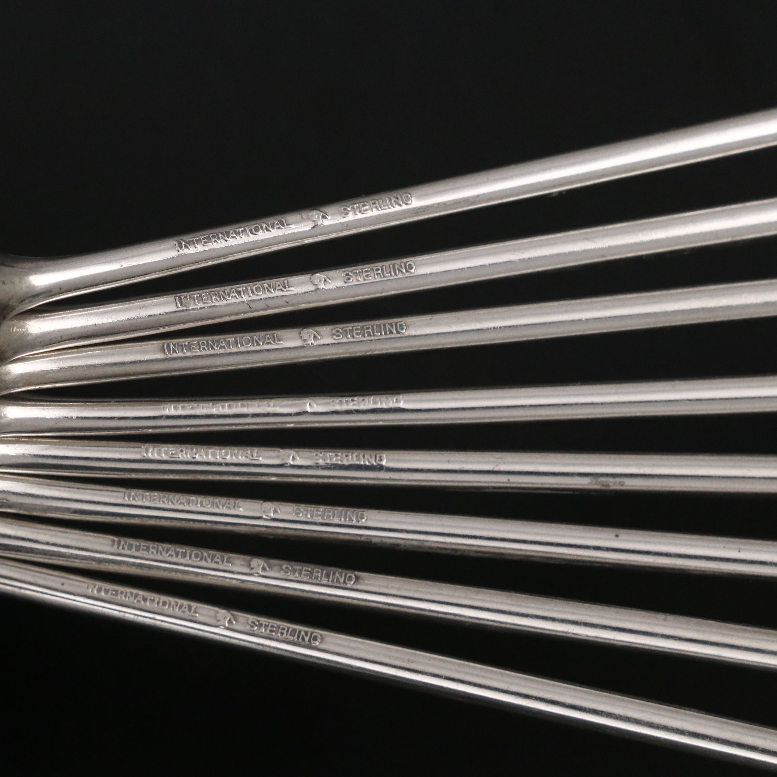 International Silver Art Deco Style Sterling Iced Tea Spoons with Plastic Tops