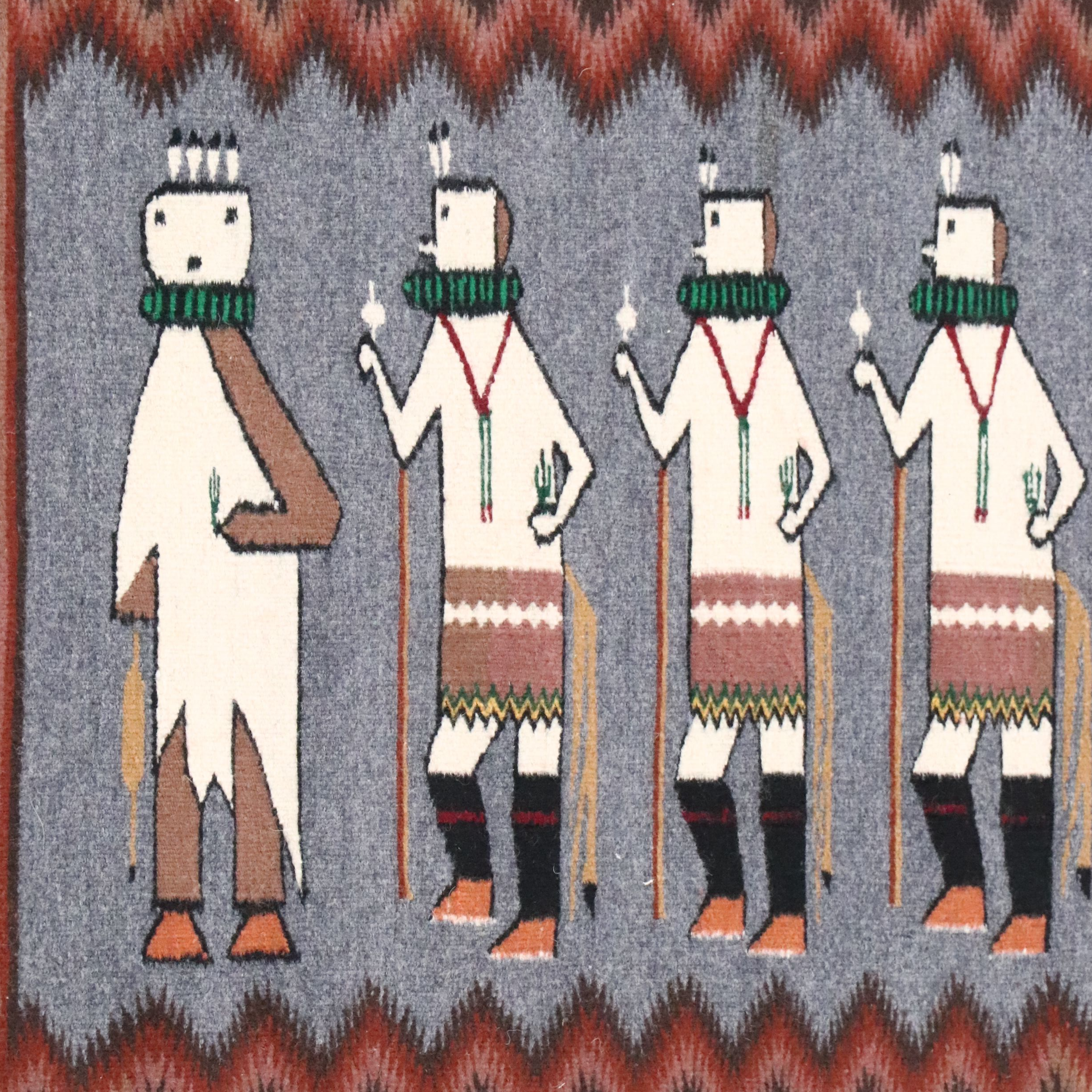 3' x 4'3 Handwoven Lola Yazzie Navajo Yei (men) Accent Rug