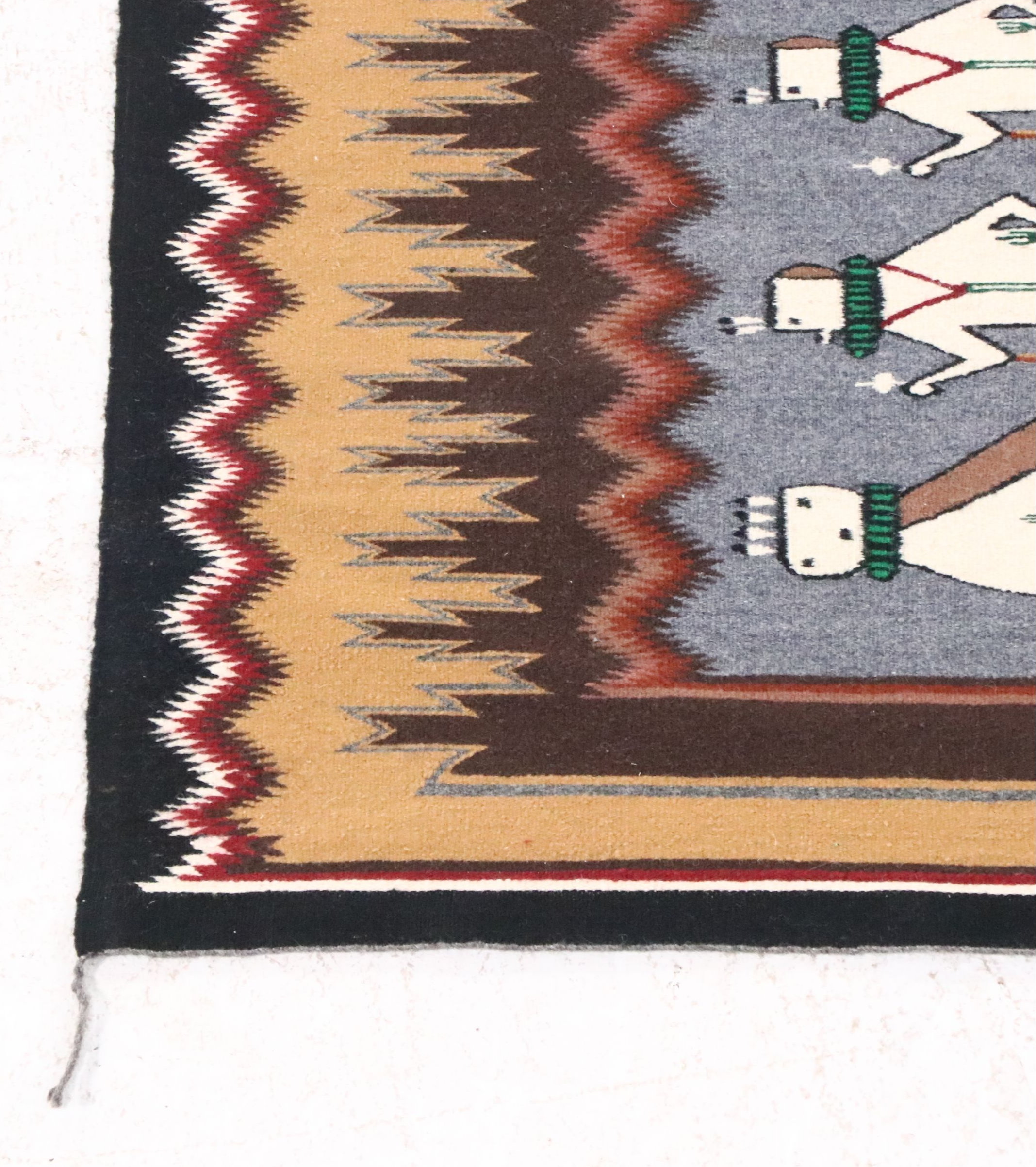 3' x 4'3 Handwoven Lola Yazzie Navajo Yei (men) Accent Rug