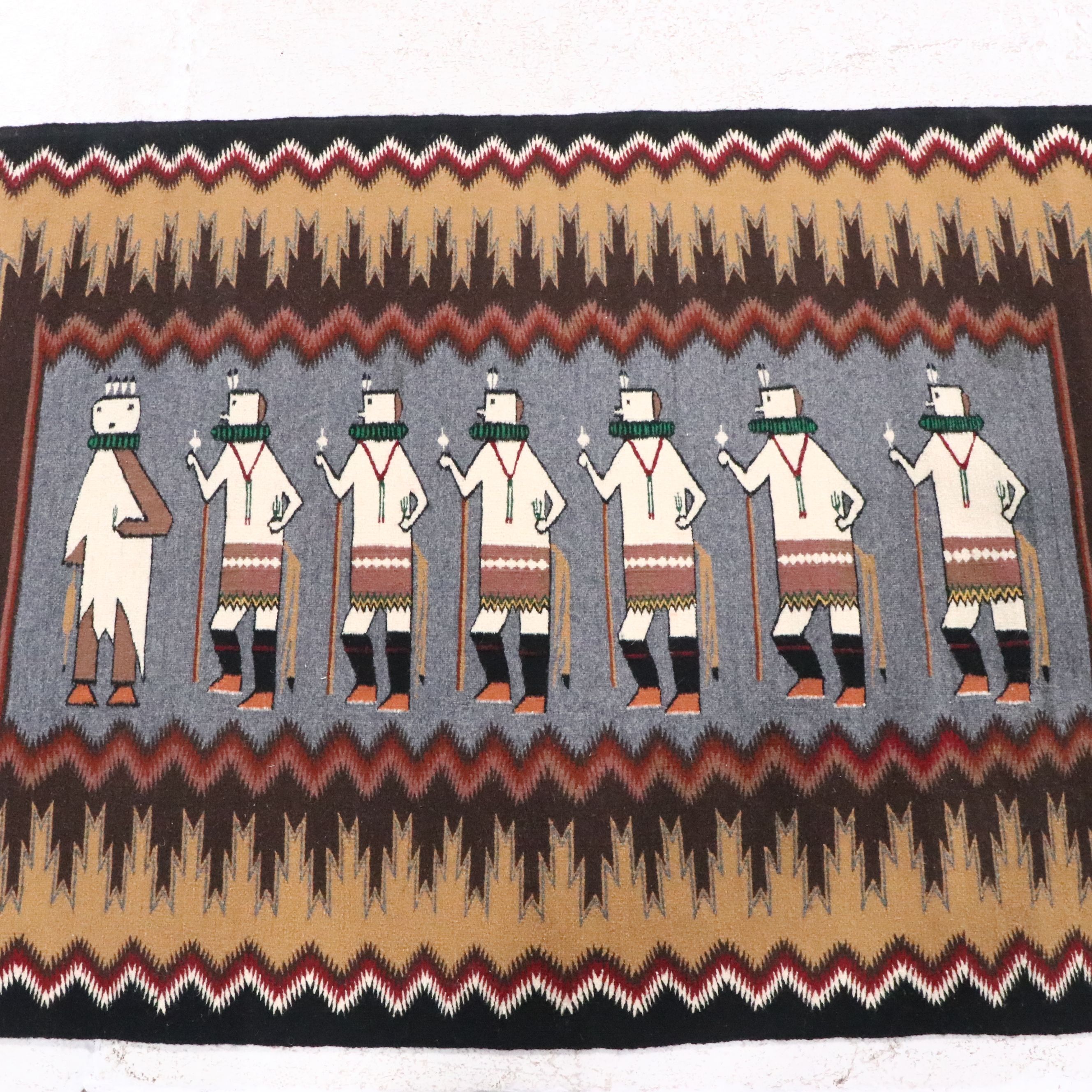 3' x 4'3 Handwoven Lola Yazzie Navajo Yei (men) Accent Rug