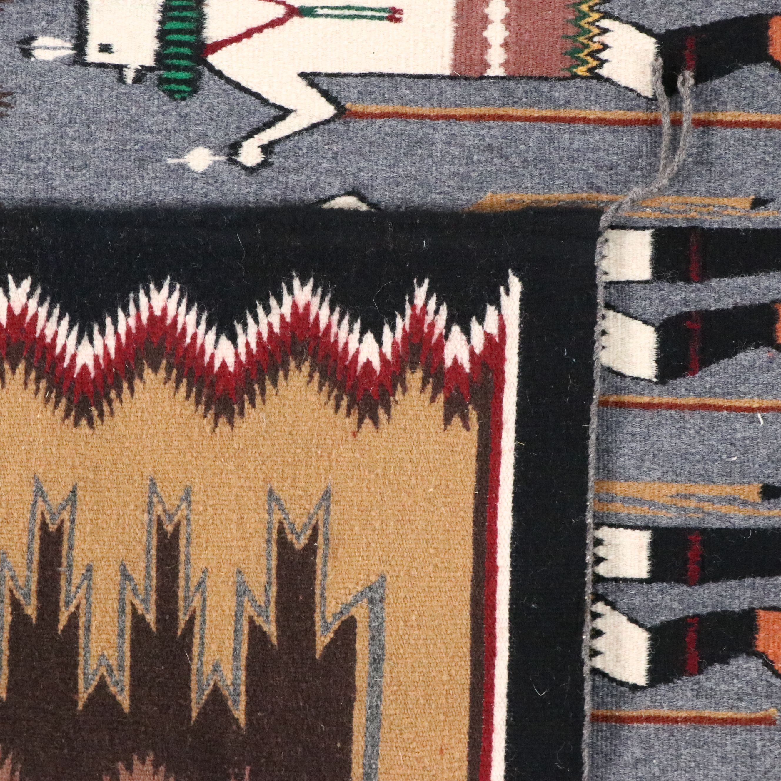 3' x 4'3 Handwoven Lola Yazzie Navajo Yei (men) Accent Rug