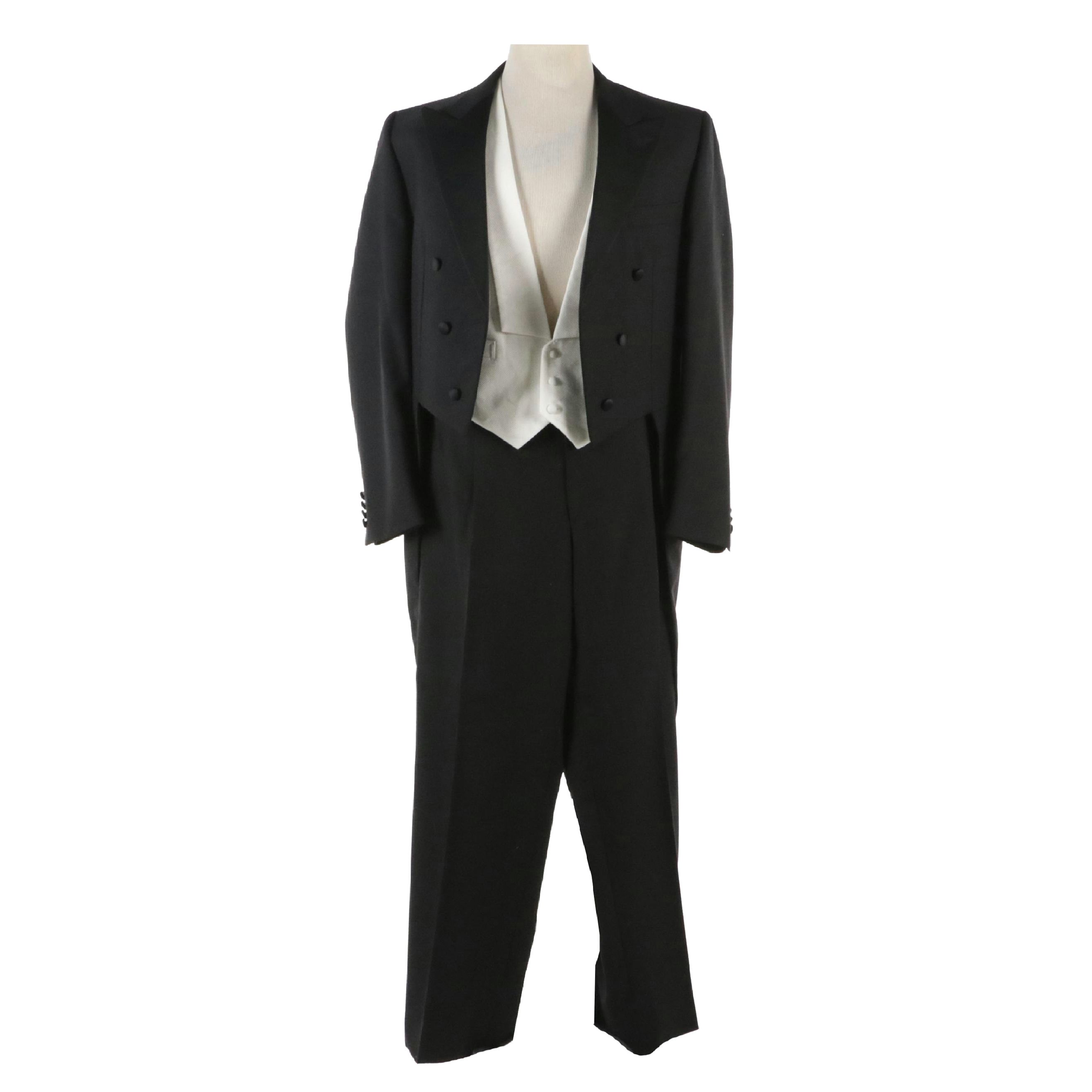 Men's Hickey-Freeman Black Wool Tailcoat & Dress Pants W Other Pique Vest & More