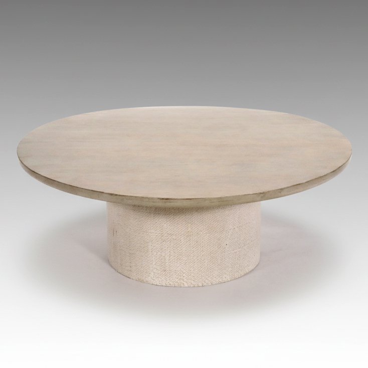 Contemporary Bleached Wood Finished Round Coffee Table