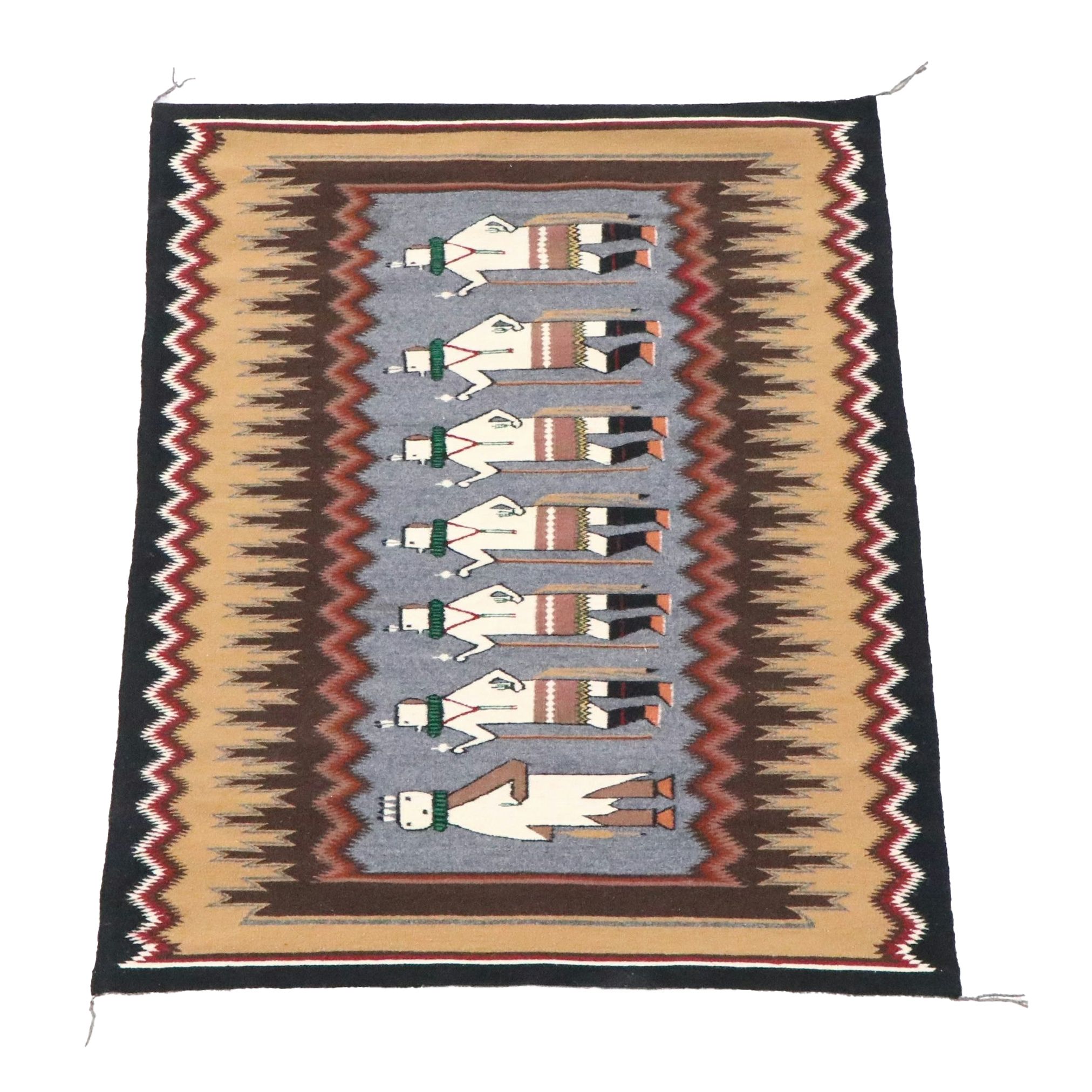 3' x 4'3 Handwoven Lola Yazzie Navajo Yei (men) Accent Rug