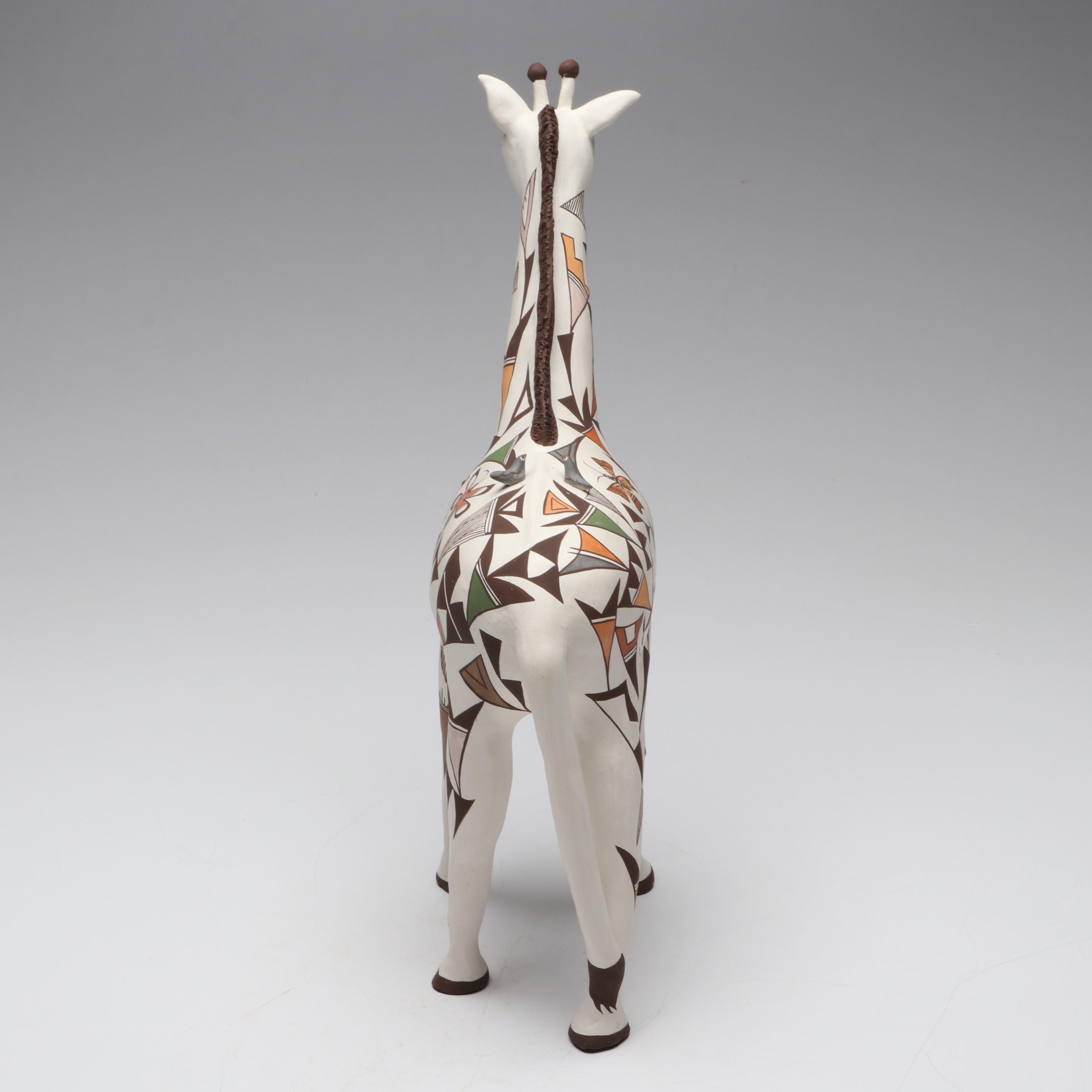 Judy Lewis Acoma Pueblo Pottery Polychrome Giraffe